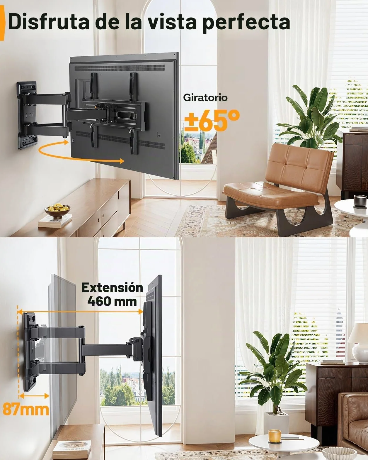 Perlegear Soporte TV Pared Movimiento Completo 23-70 Pulgadas 50 kg MAX VESA 400x400mm PGMF18