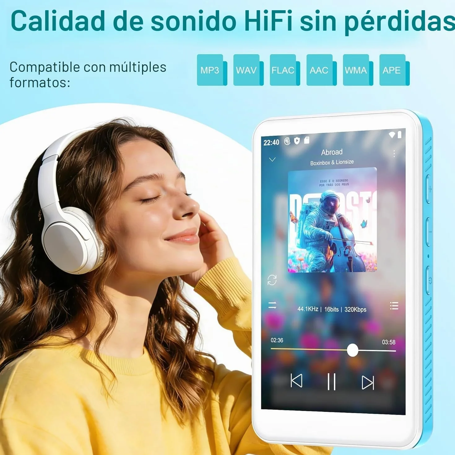 SWOFY D08 Reproductor MP3 Android 13 160GB Bluetooth WiFi 4 pulgadas Pantalla táctil