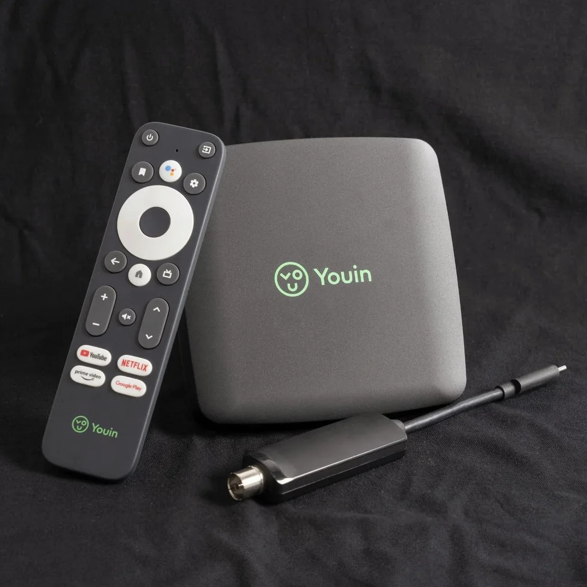 YOUIN EN1060K Receptor Android TV 4K UHD DVB-T2 HDMI WiFi Bluetooth 2GB RAM 8GB ROM Chromecast Mando Voz Guía EPG Grabación USB-C