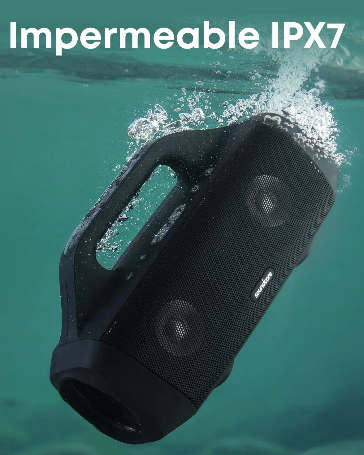 Soundcore Motion Boom Altavoz Bluetooth Potente de 30W, con Diafragma de Titanio, Tecnología BassUp, Resistente al Agua IPX7, 24h de Reproducción, App, para Exteriores y Camping, Altavoz portátil