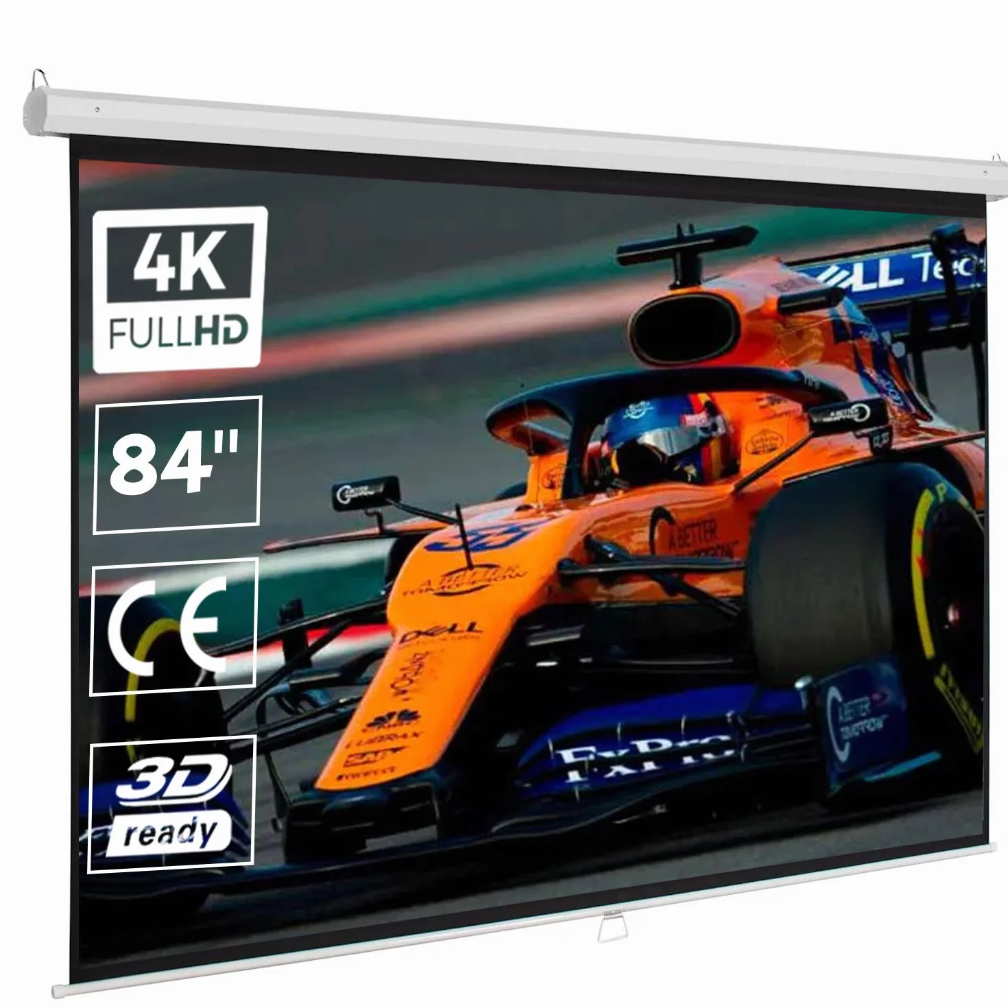 Pantalla de proyección Manual Luxscreen 84" Pulgadas 165 x 124cm Cajetín 1,80m