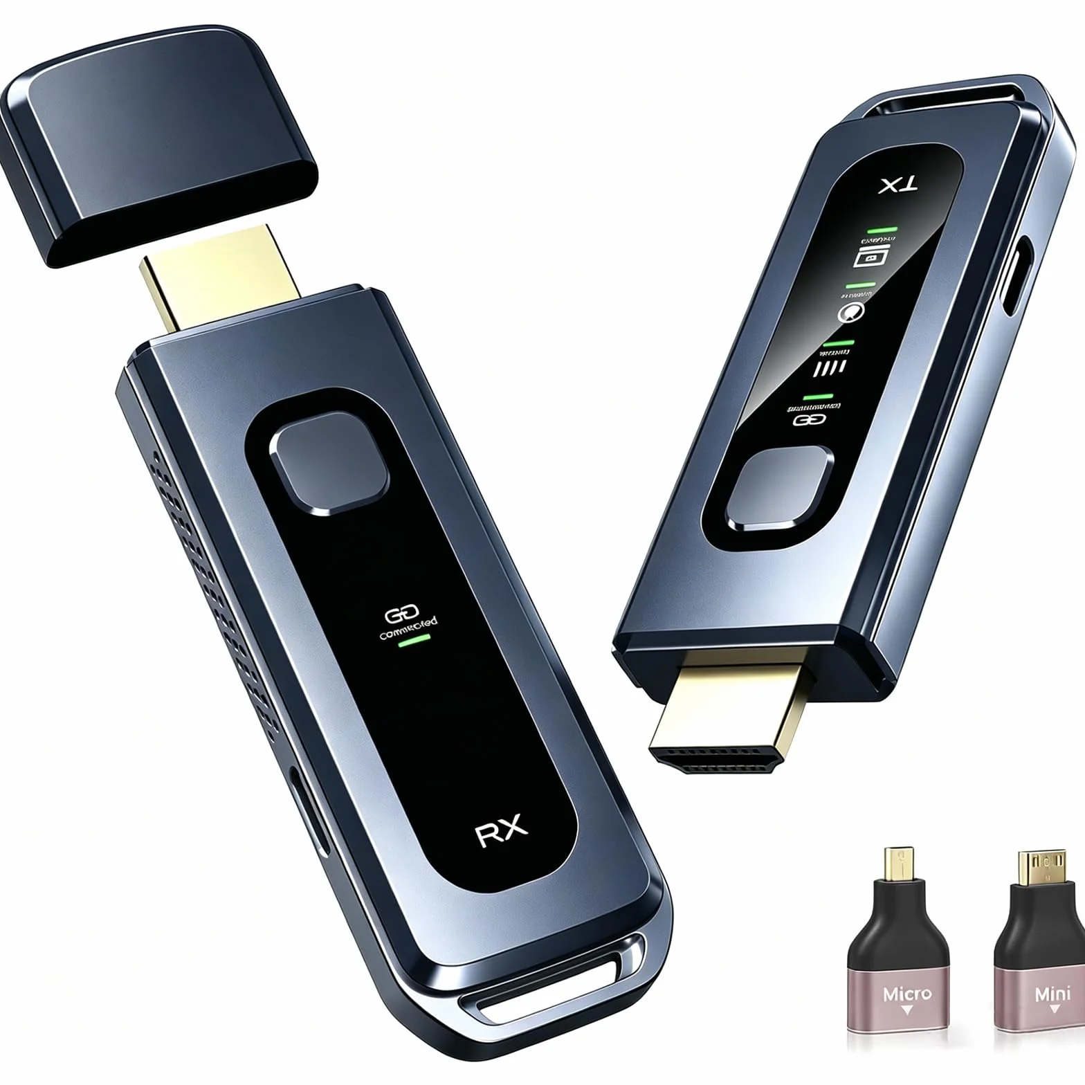 Transmisor y Receptor HDMI inalámbrico 2026, 5.8 G + 2.4 G de Doble Banda, más Pantalla LED, decodificación 4K 1080P a 60Hz Salida de Video Ultra HD, Kit Extensor de Enchufe de Video