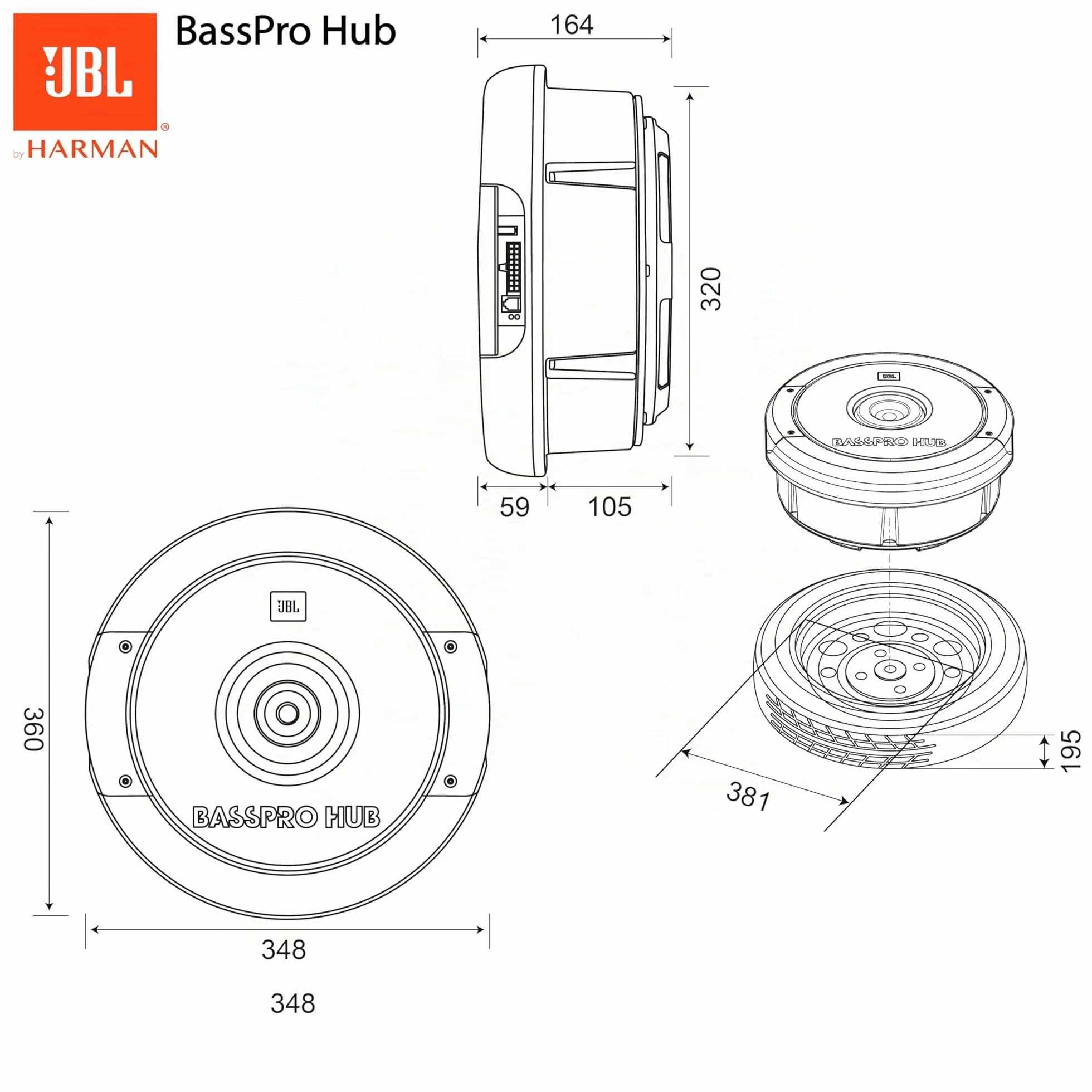 JBL BassPro Hub 11" Subwoofer Coche Activo 300W Autoamplificado