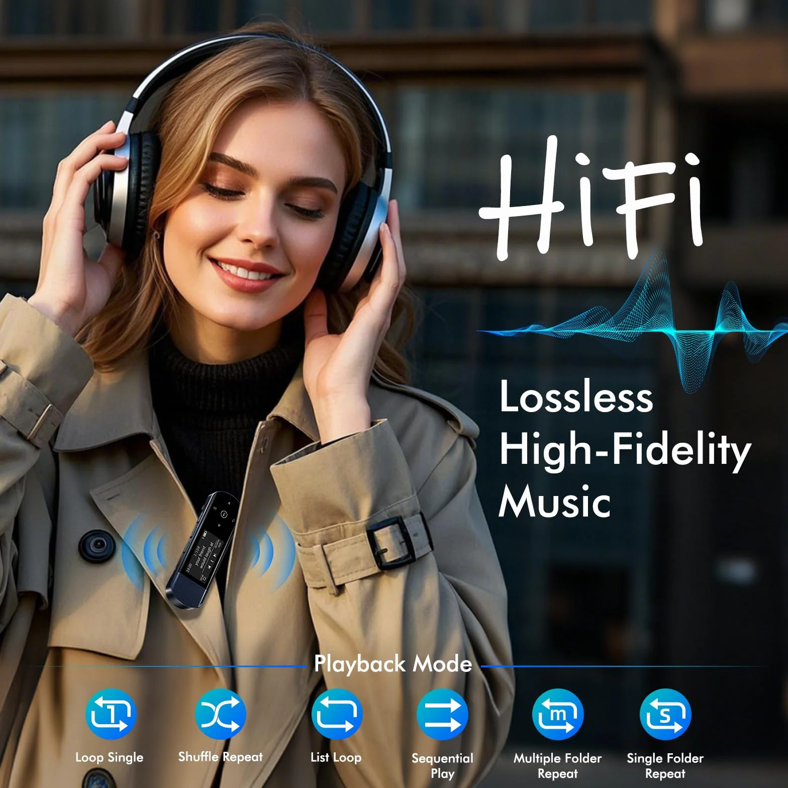 Reproductor MP3 Bluetooth 5.3 64GB Clip Deportivo Radio FM Grabadora Voz