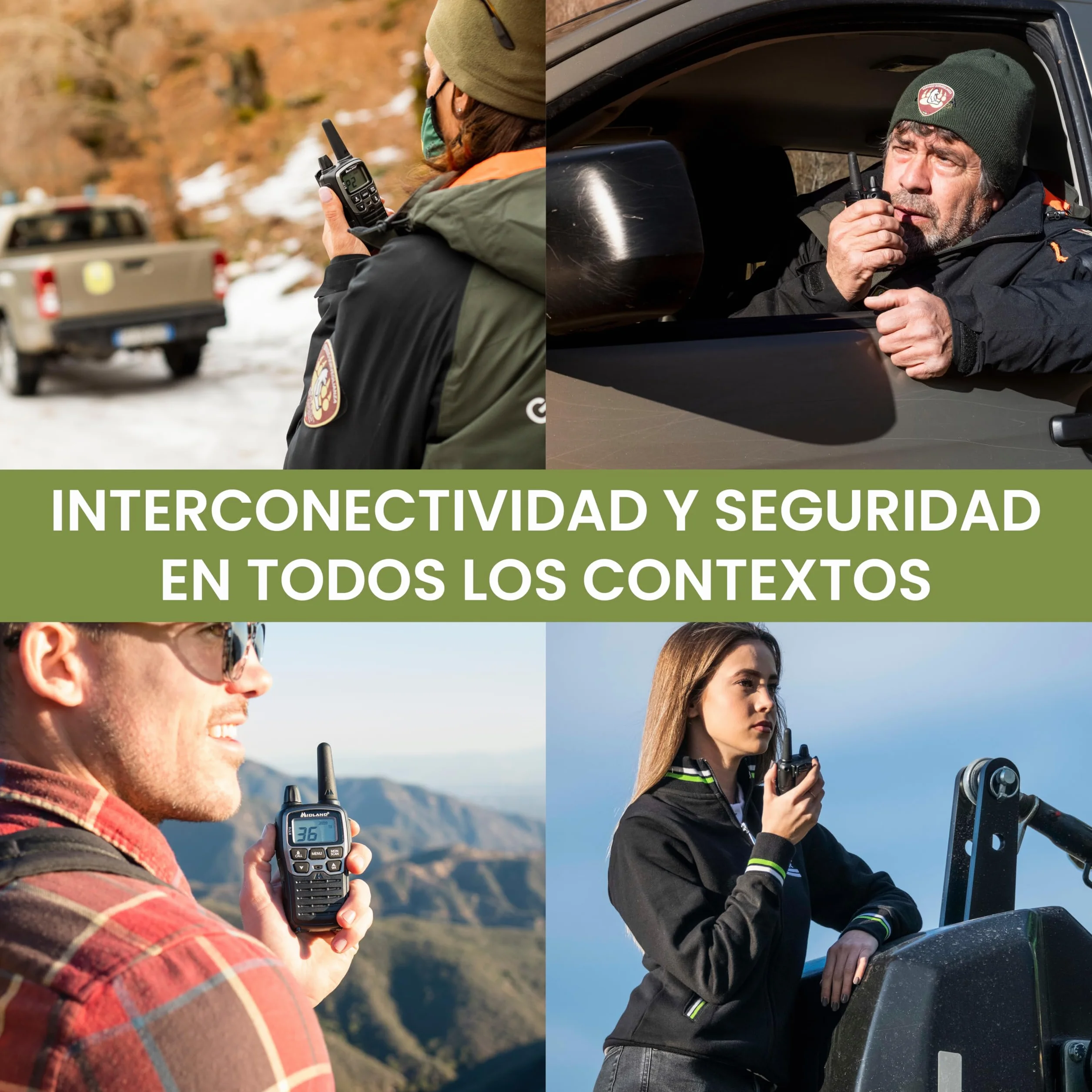 Midland C1180 XT70 - Walkie Talkie Profesional de Doble Banda con Carga Rápida - Gris - Formato 69 LPD y 24 PMR446, 12 km de Alcance, 38 Tonos, 83 Códigos - Set de 2 Transceptores