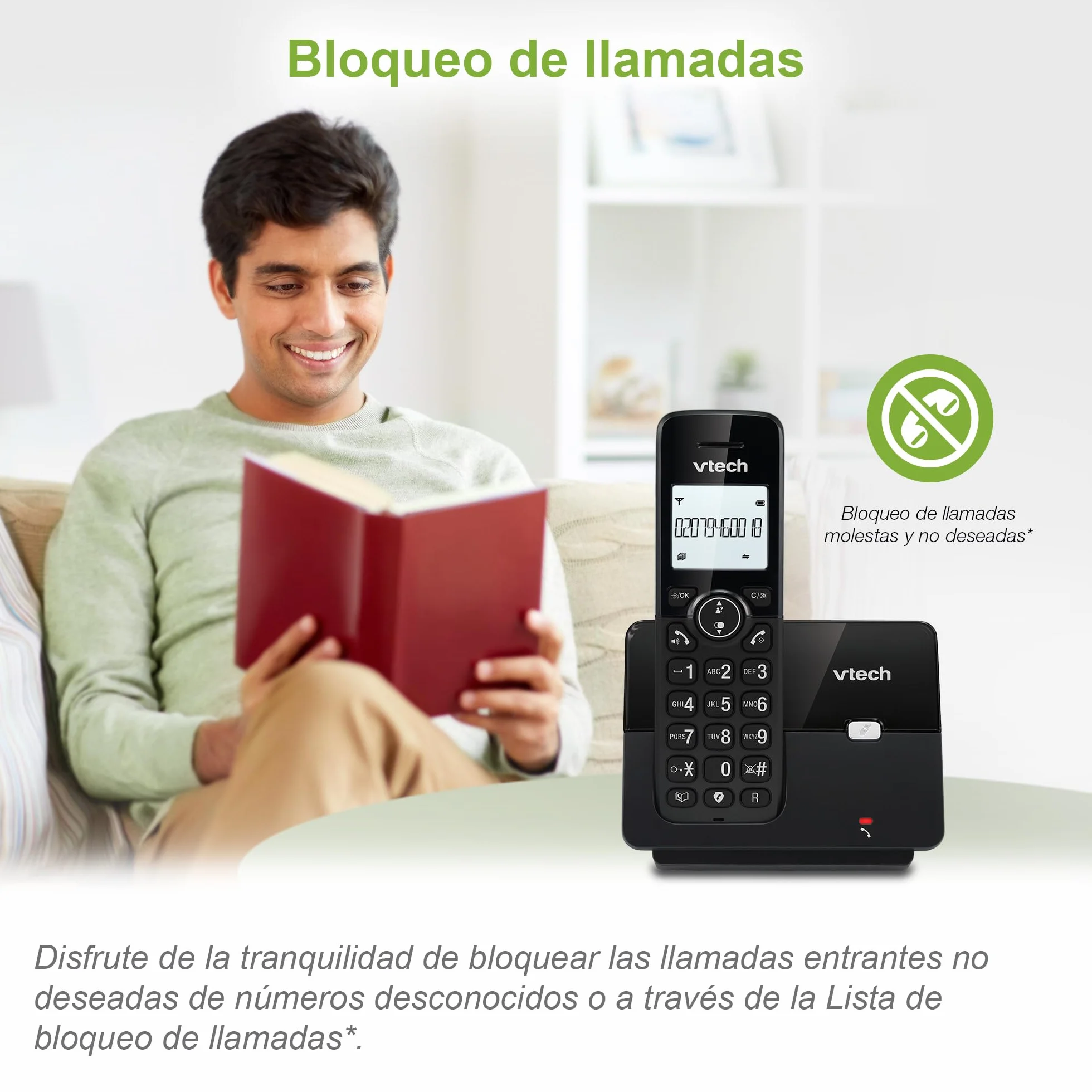 VTech CS2001 Teléfono inalámbrico DECT Duo, Identificador de Llamadas, Manos Libres, Negro