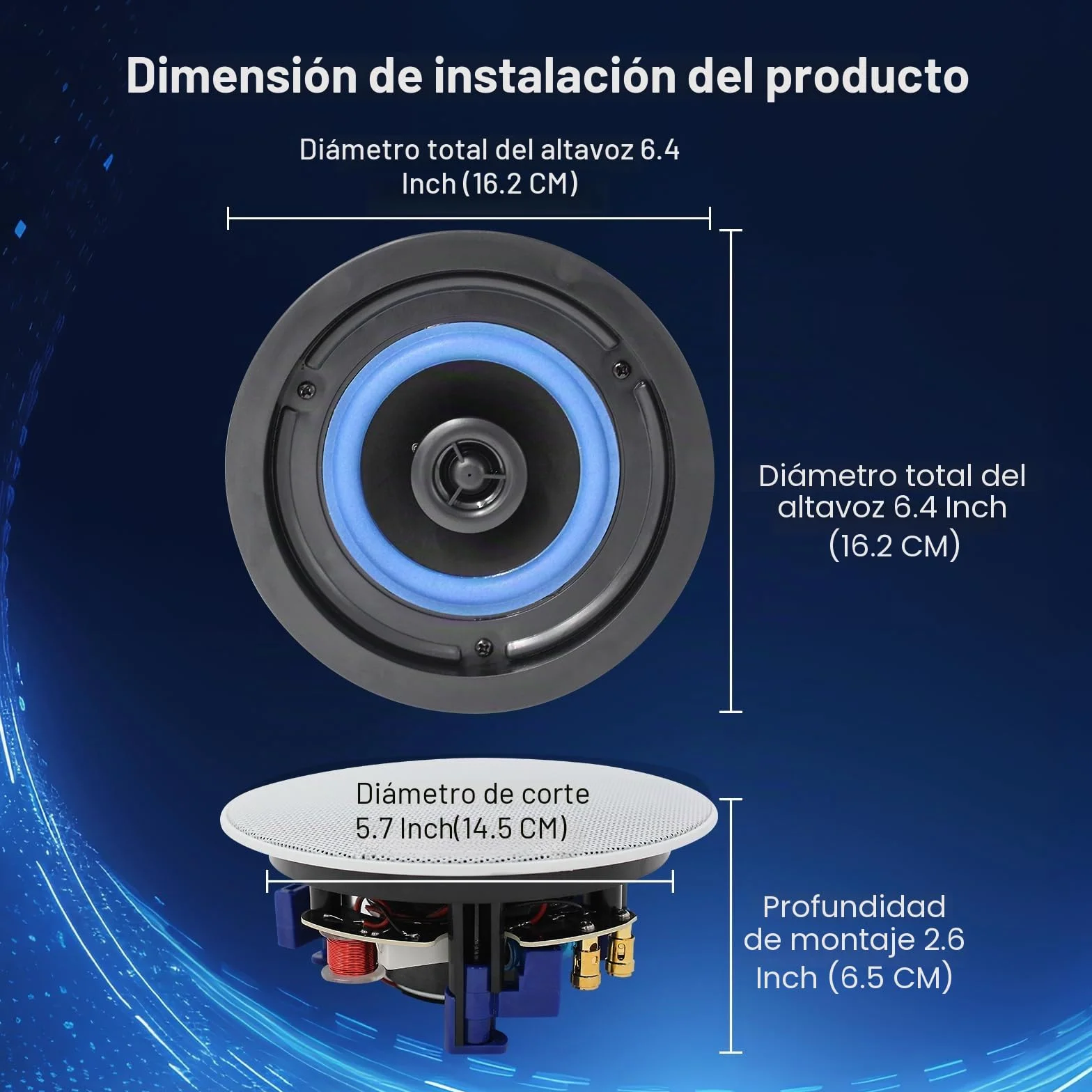 STUDIOFINIX Altavoces pasivos HCS418 de 160 vatios de 2 vías para montaje empotrado en techo en pared, ideal para baño, cocina, sala de estar, oficina (2 altavoces)