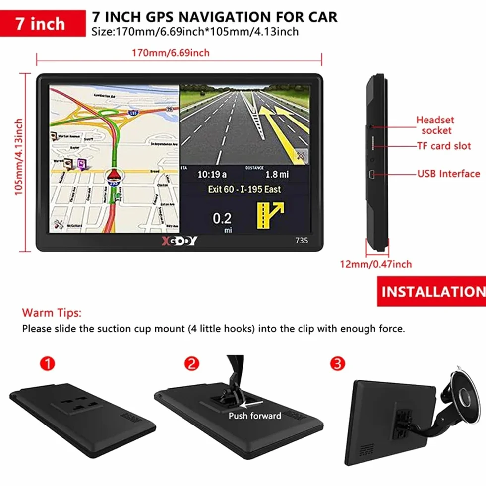 7 Pulgadas GPS Coche,Navegador GPS Coche,GPS Camiones Profesional,Actualizaciones de Mapas de Europa para Toda la Vida,para Camiones y Coches