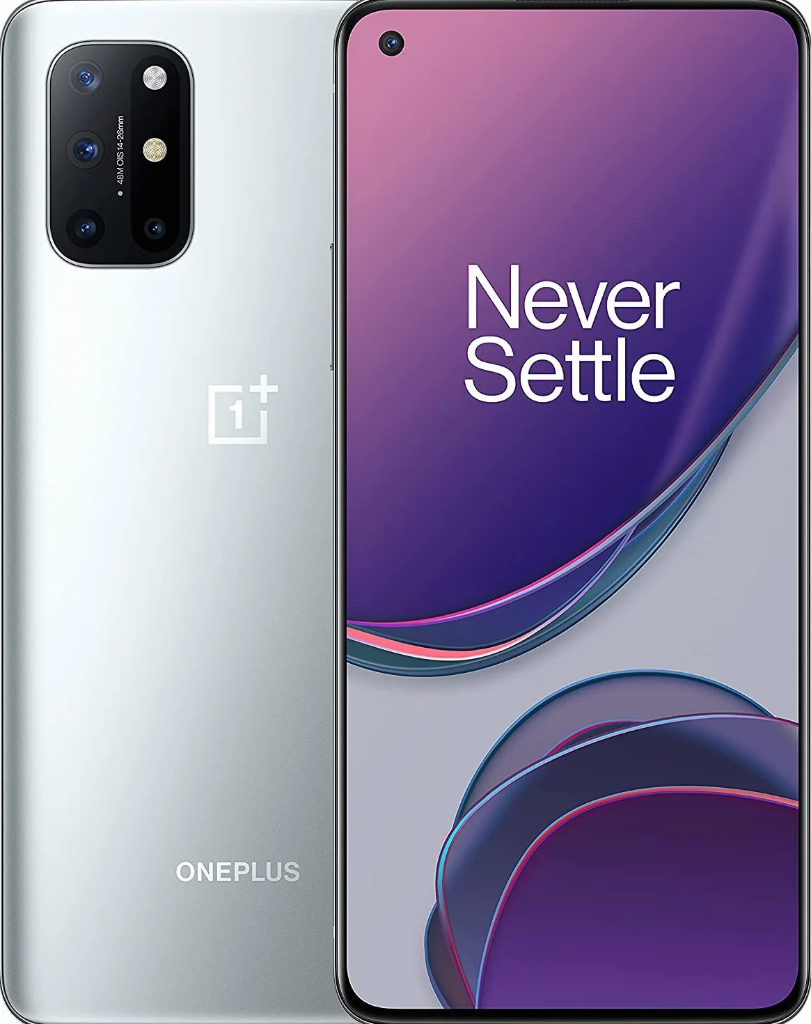 OnePlus 8T Lunar Silver | 6.55" 120Hz FHD+ Fluid Display | 8GB RAM + 128GB | Cámara Cuádruple | Carga de 65W | Dual SIM | 5G | 2 Años de Garantía