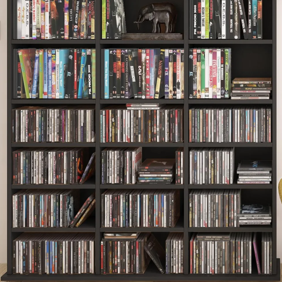 Vicco Estante para CDs Jukebox, Negro, 105.4 x 136 cm, Apto para Uso de pie o montado en Pared