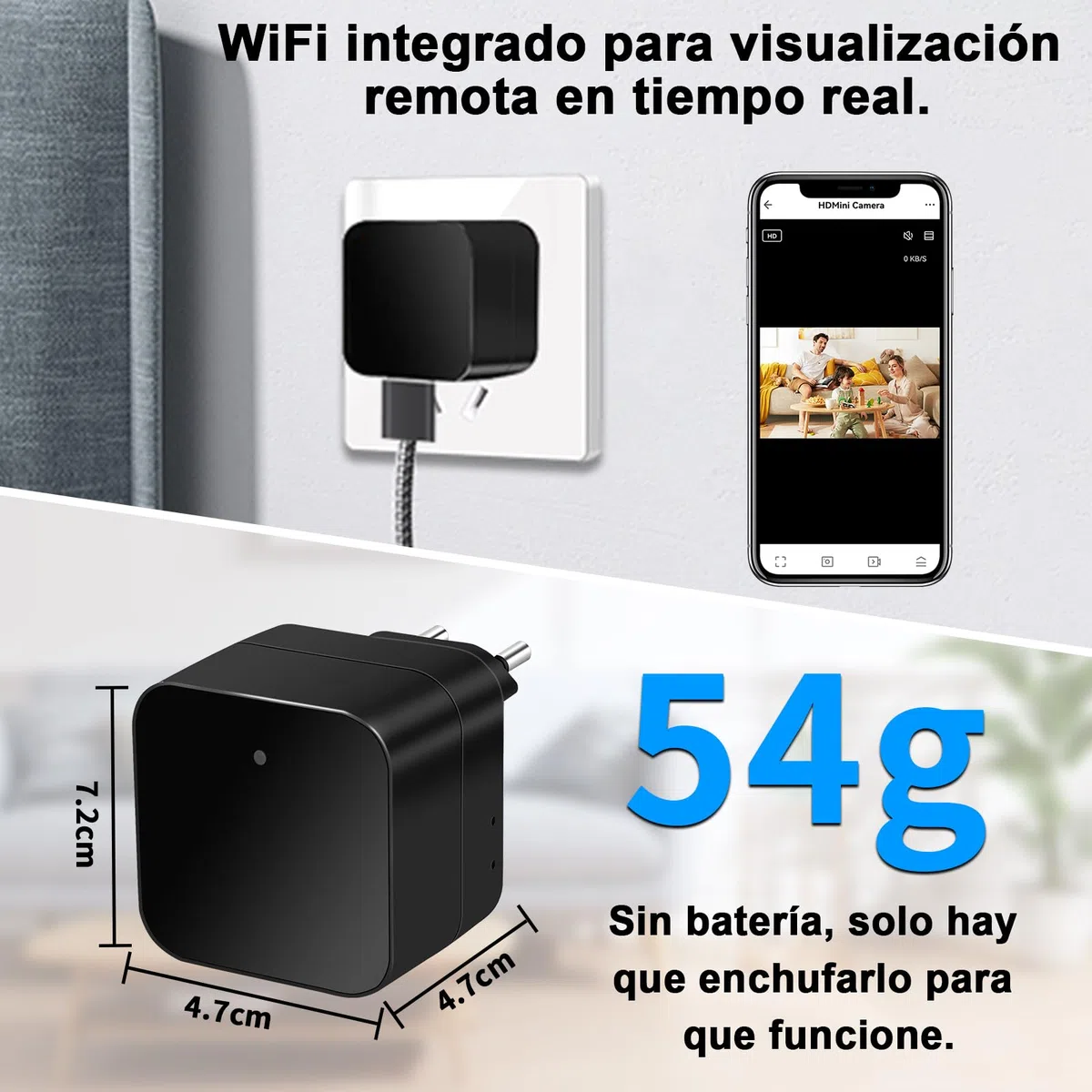 LXMIMI Cámara Oculta WiFi 5G, Cámara Espía con Cargador USB, Mini Cámara Espía Oculta HD 1080P con Detección de Movimiento y Grabación en Bucle para Visualización Remota Mediante Aplicación