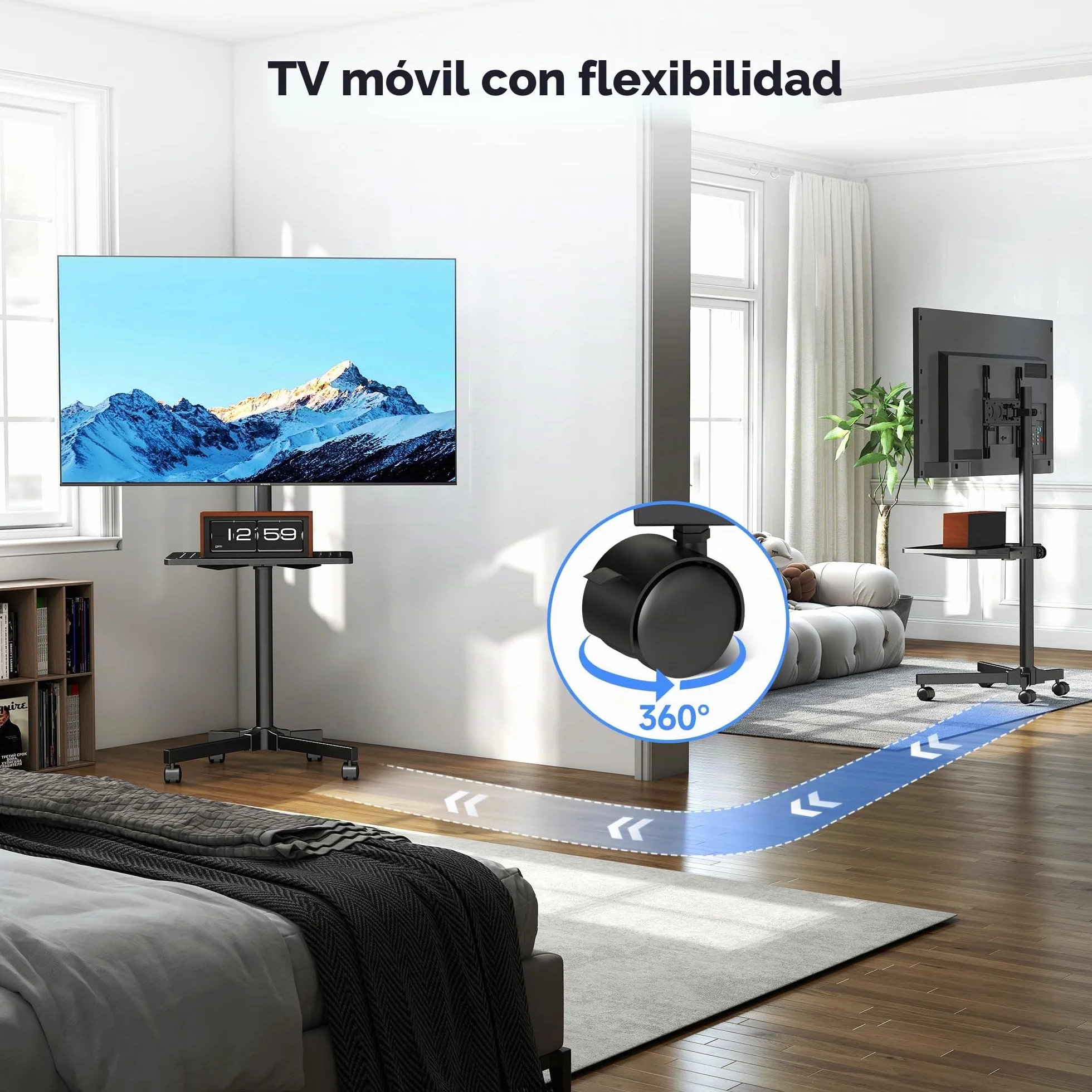 Soporte TV Ruedas para TVs Planos Curvos 21-60 Pulgadas 35 kg Altura Ajustable VESA 400x400 mm ML55A