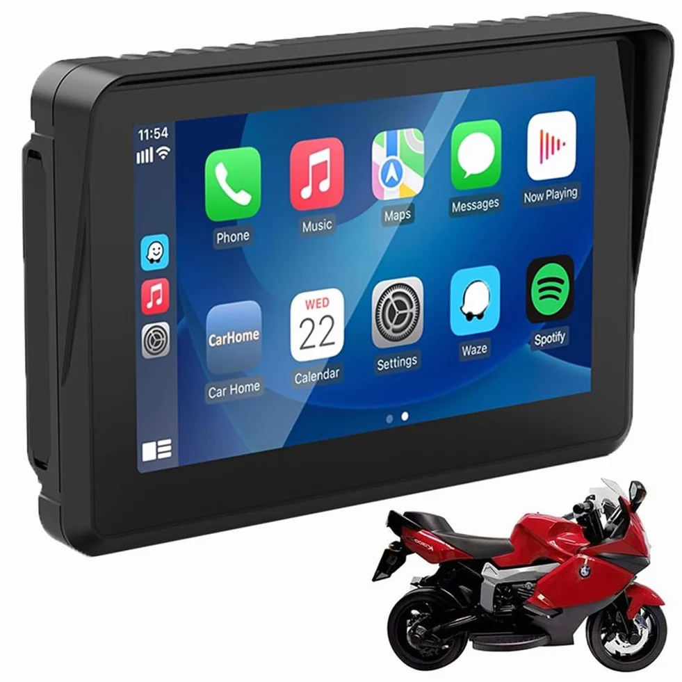 GPS para moto con pantalla táctil CarPlay inalámbrico Android Auto 5" impermeable Bluetooth dual