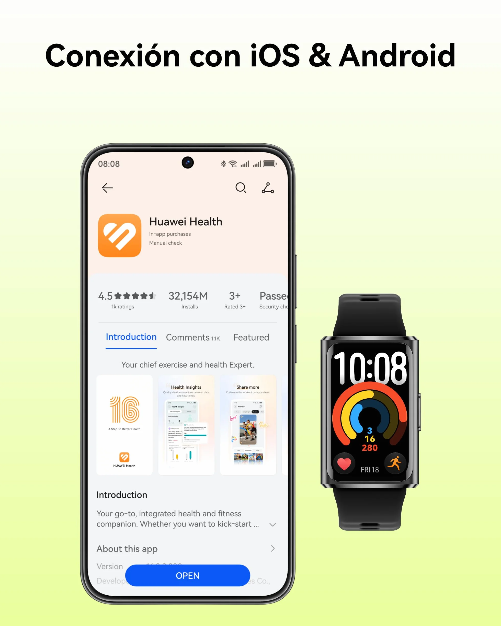 HUAWEI Band 11 Pro Smartwatch, 1,62″ AMOLED 2000 Nits, Posicionamiento GNSS Independiente, Frecuencia Cardíaca y SPO₂, Bienestar Emocional, 5 ATM Resistencia al Agua, Bluetooth, Android & iOS, Negro
