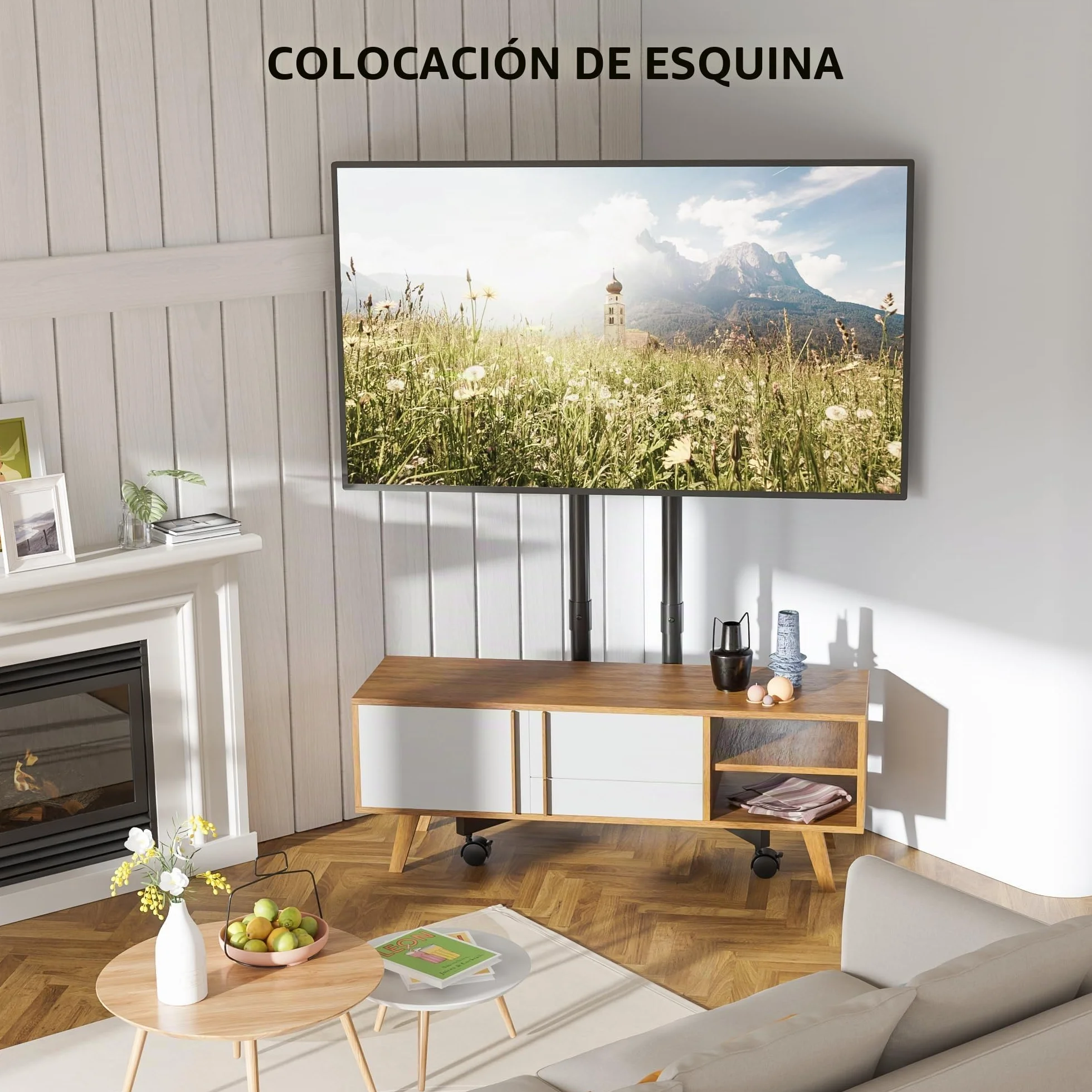 BONTEC Soporte TV Ruedas 32-70 Pulgadas, Pie Ajustable hasta 50 kg, VESA 400x400 mm