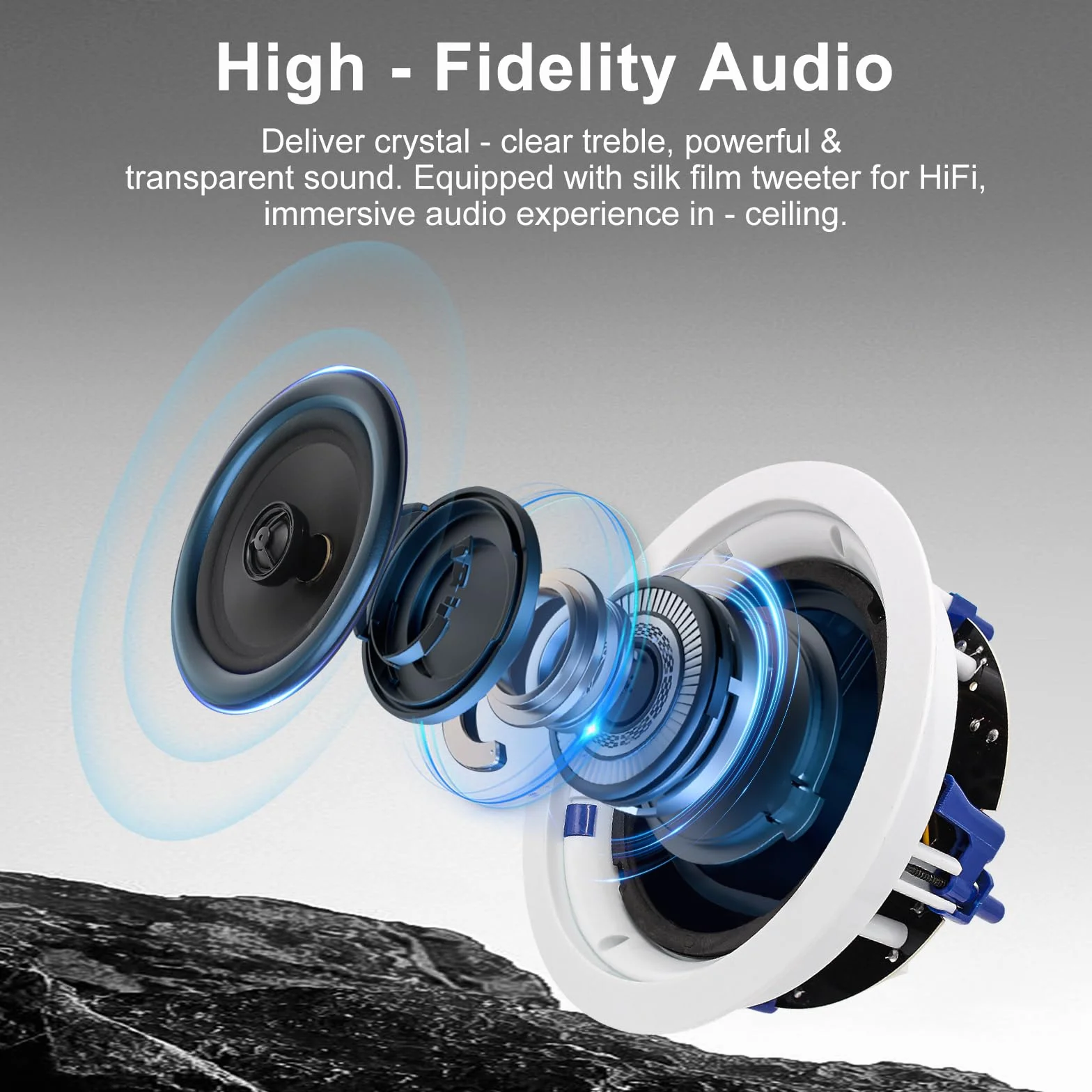 STUDIOFINIX Altavoces de techo Bluetooth 5.25 pulgadas 600W empotrados para hogar