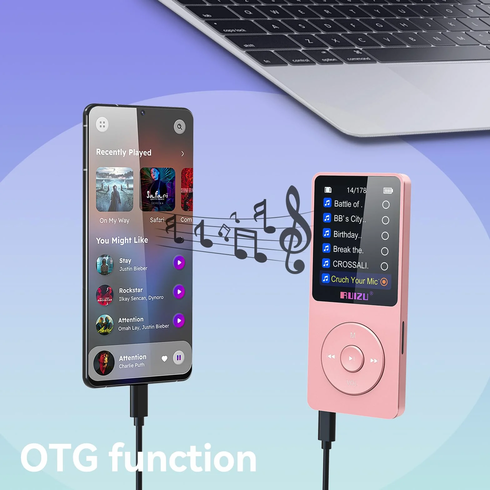 Reproductor MP3 de 32GB con Bluetooth 5.3, Ultraligero (30 Gramos), hasta 80 Horas de autonomía, Pantalla de 1,8 Pulgadas, Ideal para Deportistas, niños y Adultos, admite Tarjetas TF de hasta 128 GB