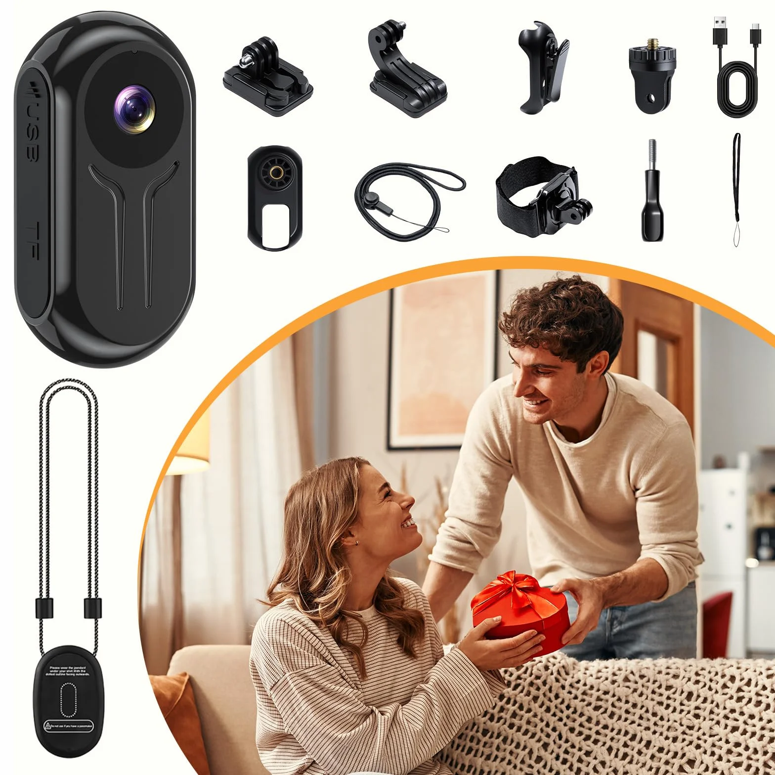 Mini Cámara Deportiva WiFi, Ultra HD 2K Action CAM con Pantalla,120° Gran Angular Cámara POV, Mini BodyCam con Visión Nocturna for Camara Casco Moto Vlog/Aventura