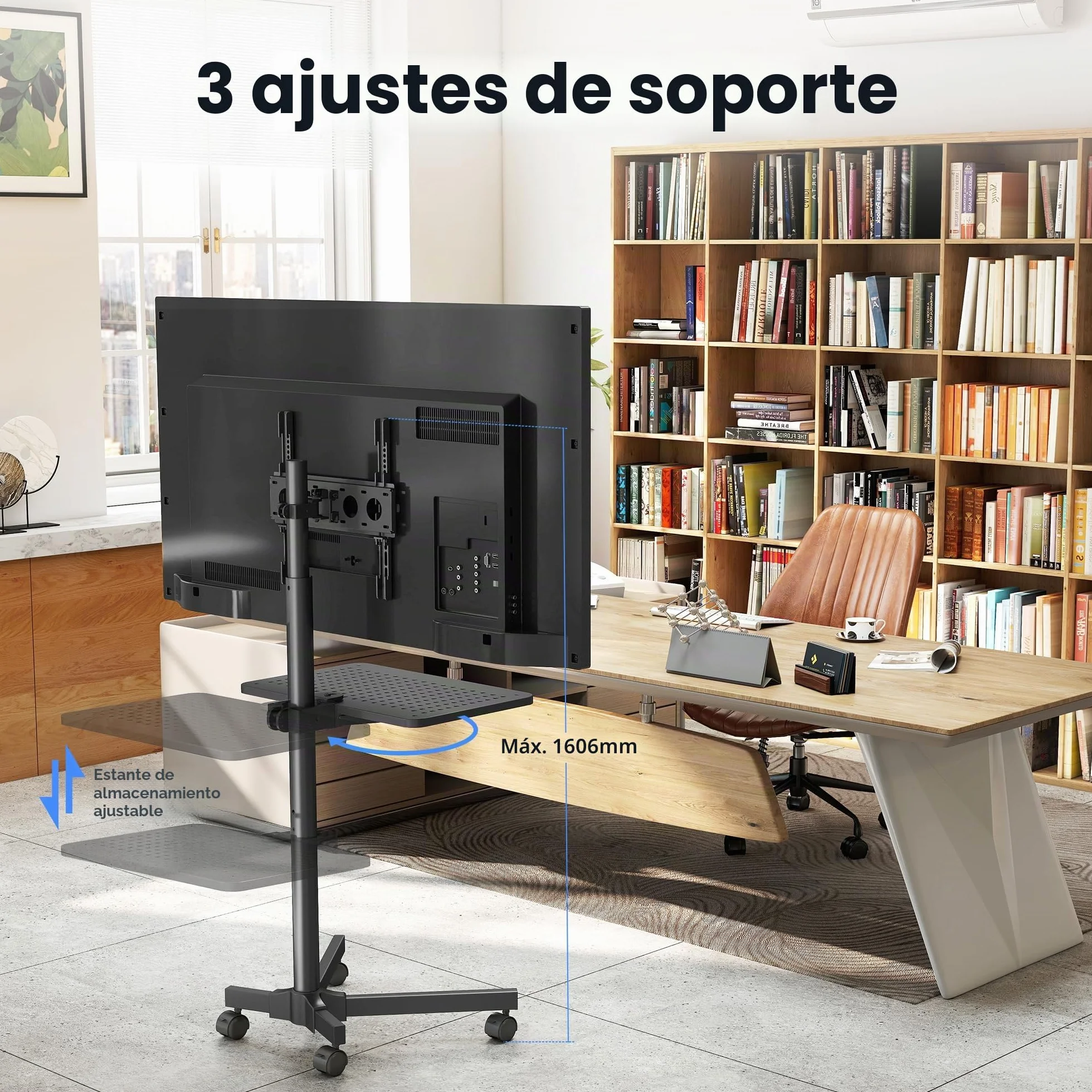 Soporte TV Ruedas para TVs Planos Curvos 21-60 Pulgadas 35 kg Altura Ajustable VESA 400x400 mm ML55A