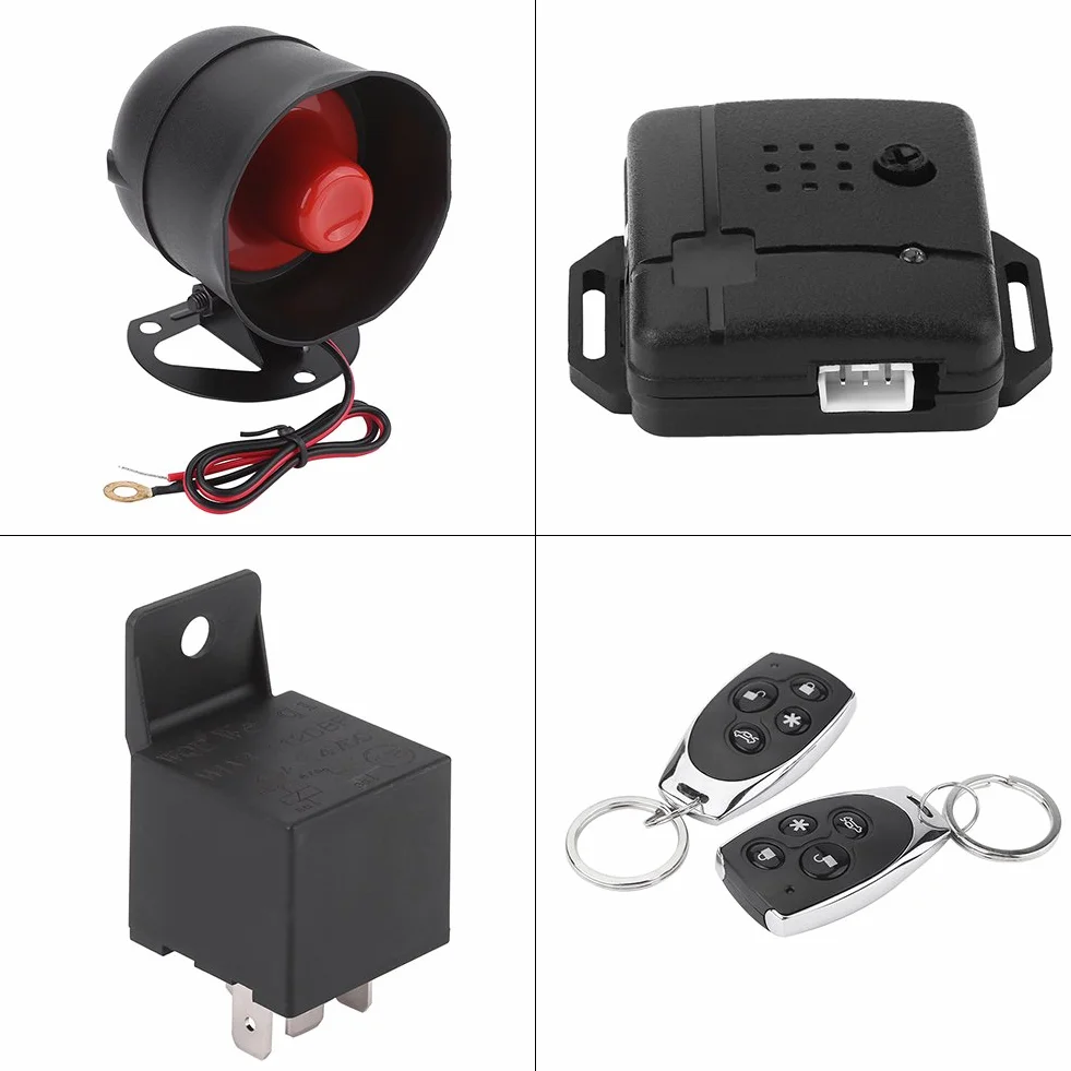 Alarma coche, entrada sin llave y 2 mandos, seguridad universal con sirena y cierre centralizado, for conductores y propietarios de vehículos