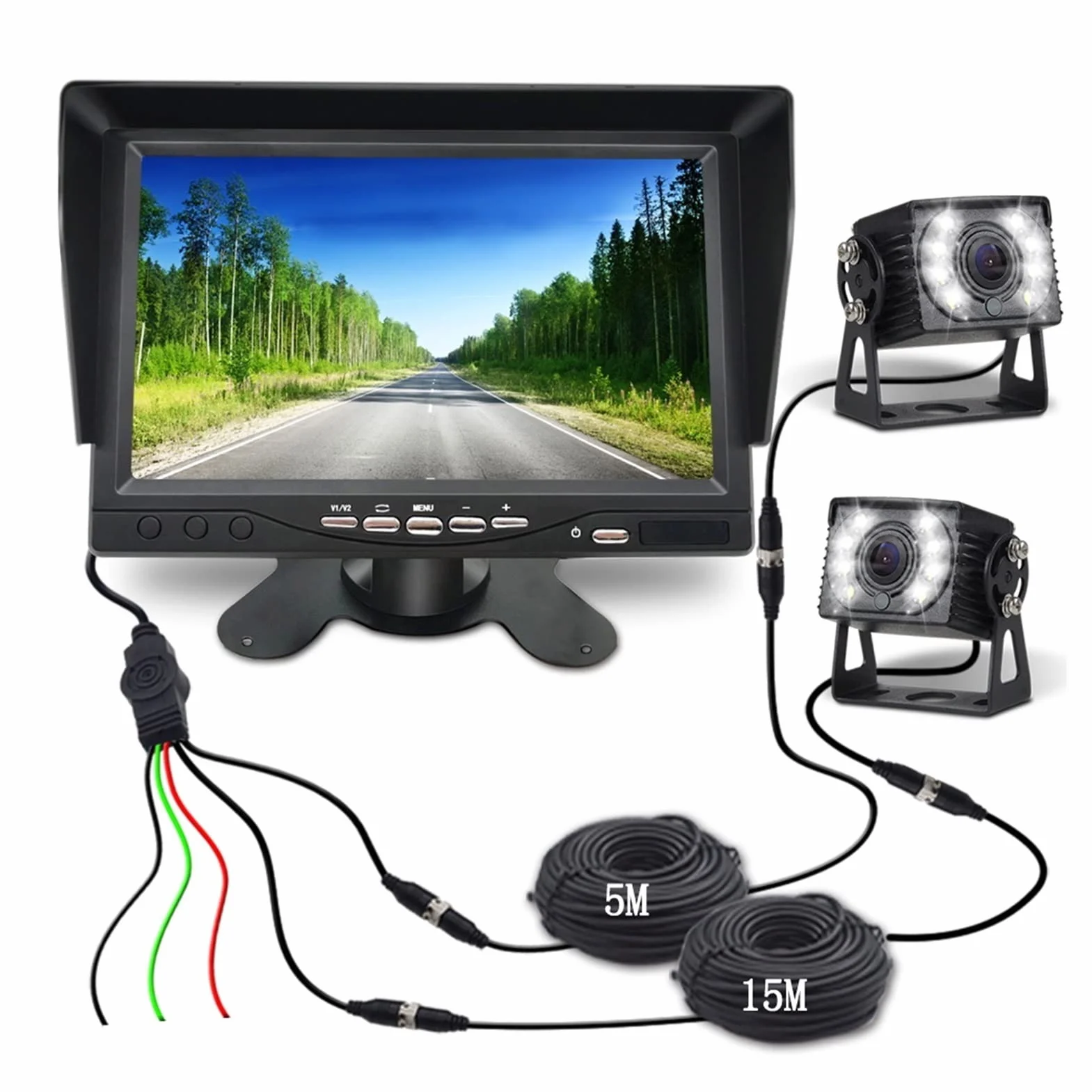 Navegador GPS para Coche con Cámara de Respaldo Visión Nocturna Impermeable para Camiones