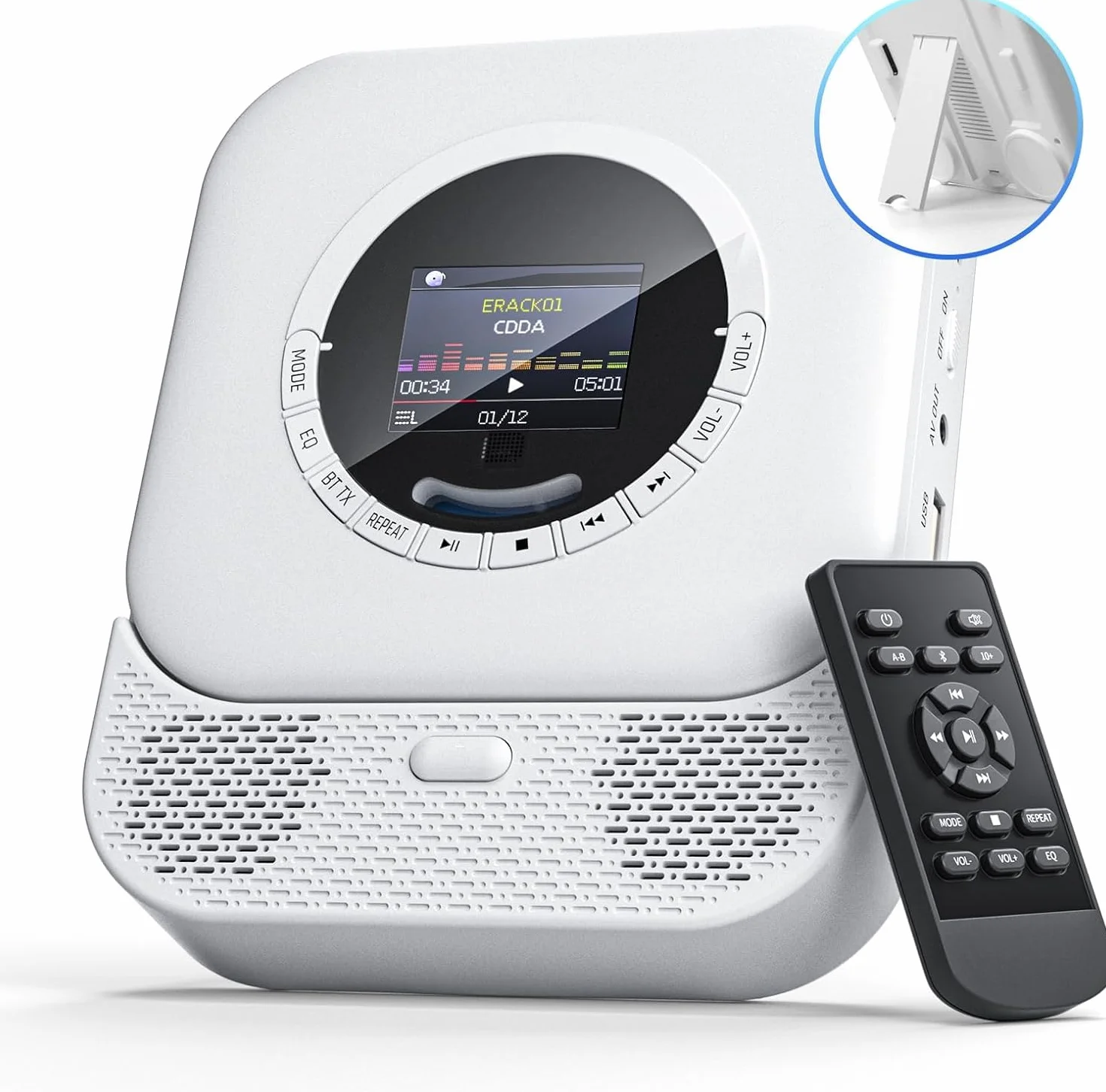 Arafuna Reproductor Portátil con Receptor Bluetooth y Altavoces, cd con Pantalla LED, Radio (White)