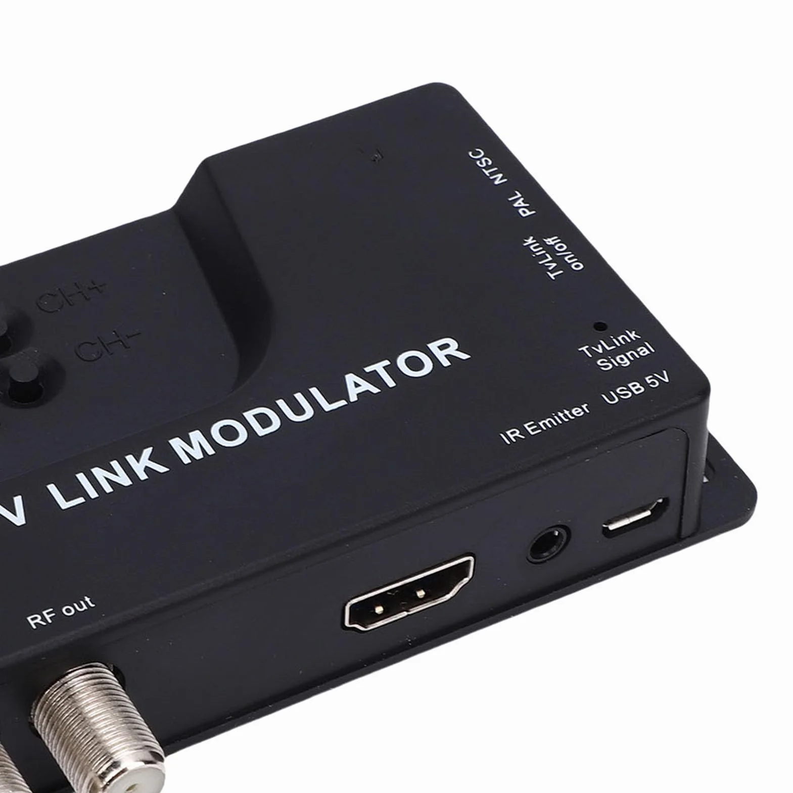 Topiky Modulador HDMI a RF, Convertidor Coaxial VHF UHF AV a RF para Formato TV PAL NTSC, Micro Modulador de TV RF, Conmutador de Canal de 471,25 MHz a 885,25 MHz Convertidor Coaxial
