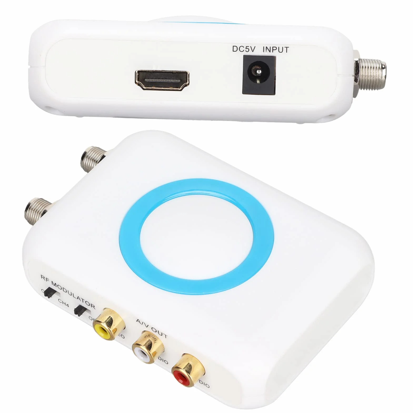 PUSOKEI Modulador RF Convertidor HDMI a RF, NTSC PAL TV CATV Modulador, Entrada HD A/V F Hembra Salida RF VHF Demodulador Convertidor para CATV Doméstico