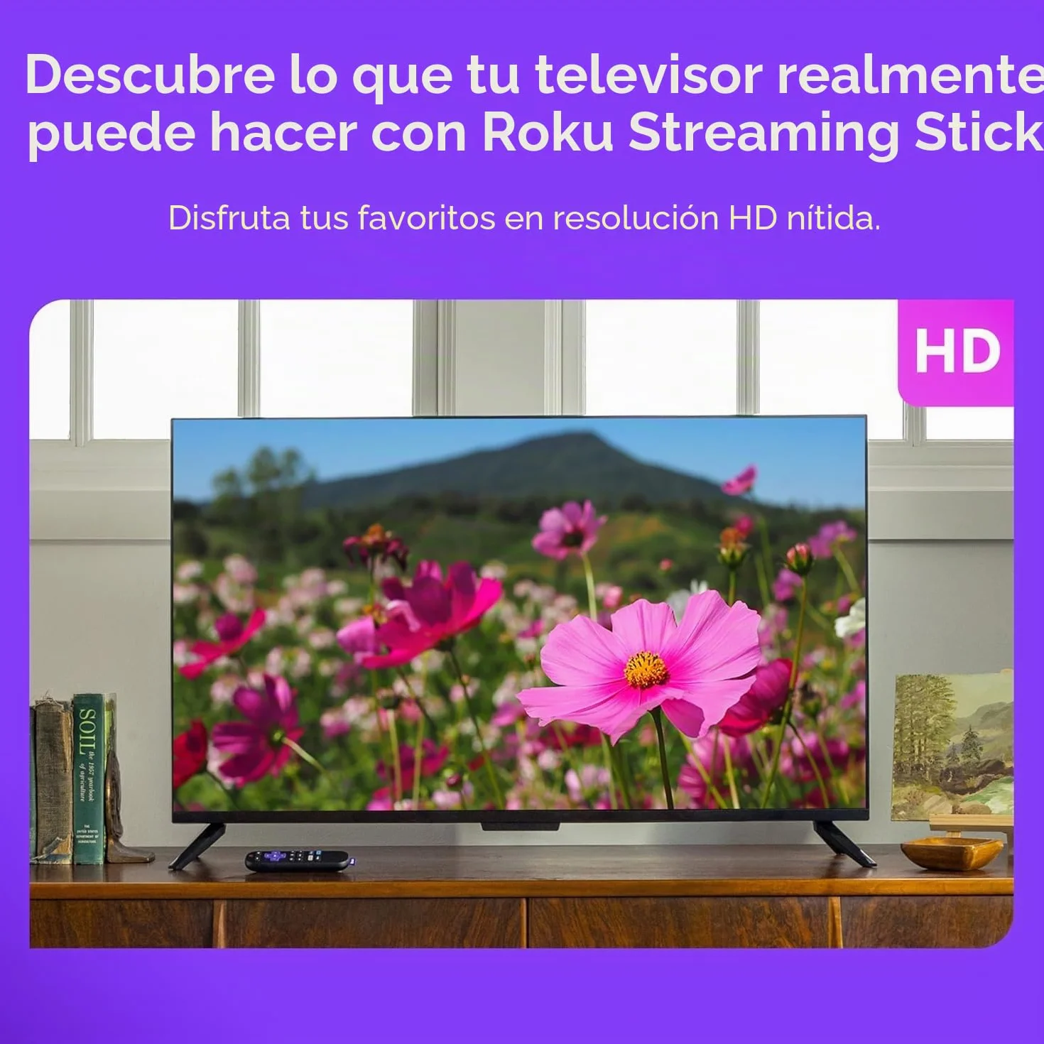 Roku Streaming Stick 2025 - Dispositivo de transmisión HD para TV con Control Remoto por Voz - TV Gratis y en Vivo