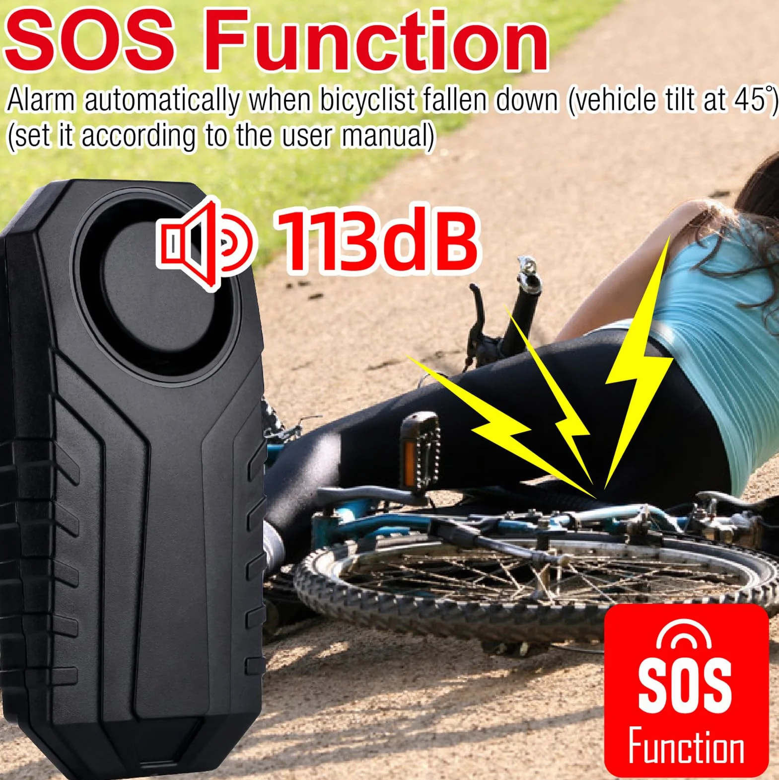 Mengshen Alarma Bicicleta Mejorada 113dB Loud Impermeable Inalámbrico Moto Alarma con Sensor Movimiento Vibración Antirrobo Remoto para la Seguridad Ciclismo (4 sensores con 2 mandos a Distancia)