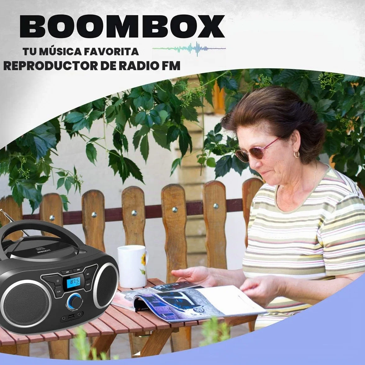 Reproductor de CD, portátil con Bluetooth, Radio FM portátil estéreo con Sonido cristalino, reproducción de CD MP3, Entrada USB/AUX, CD para niños
