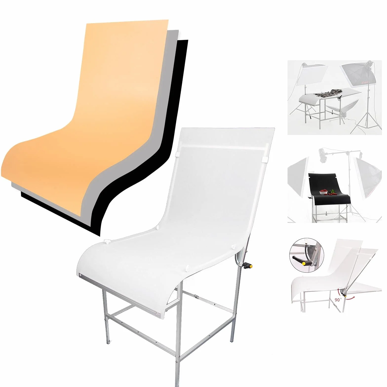 Especialidad Fotografía Photo Studio Mesa de Disparo 130x60cm Plegable y Portátil con 3 Fondos de PVC para Todavía Vida Producto Shooting