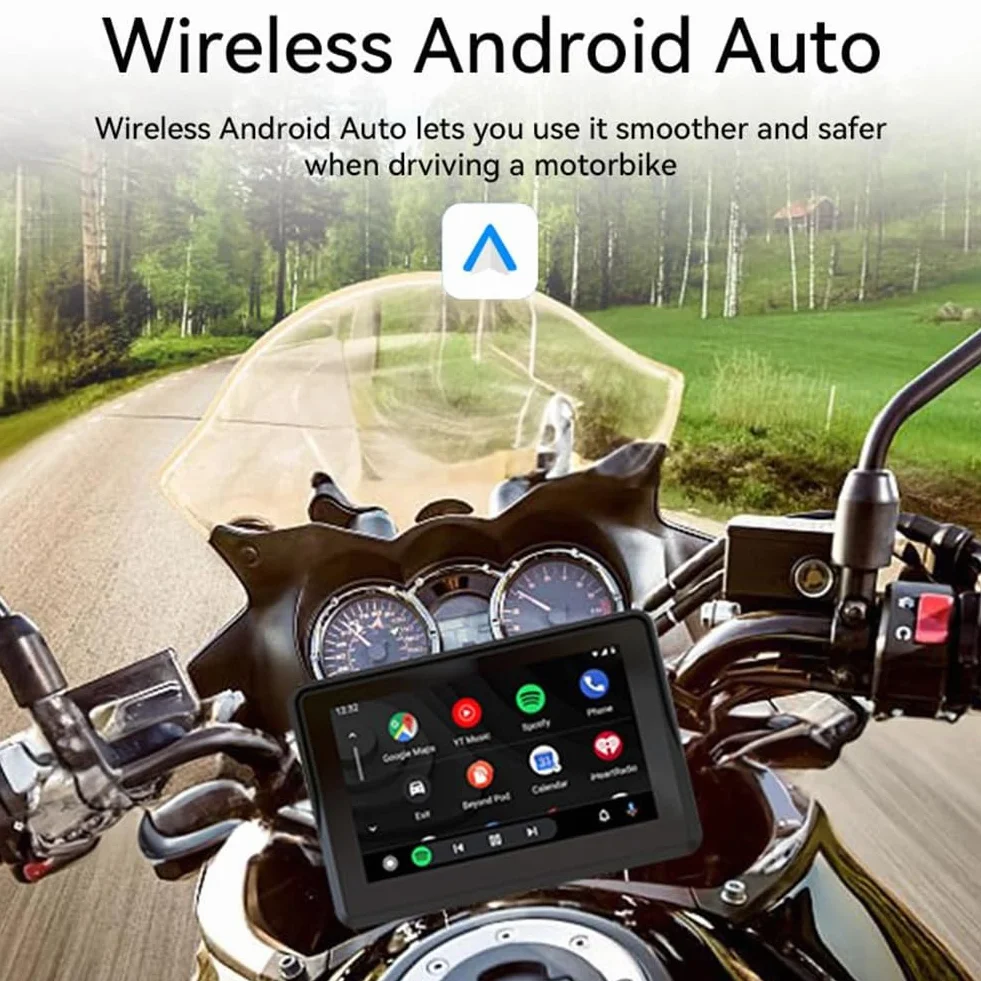 GPS para moto con pantalla táctil CarPlay inalámbrico Android Auto 5" impermeable Bluetooth dual