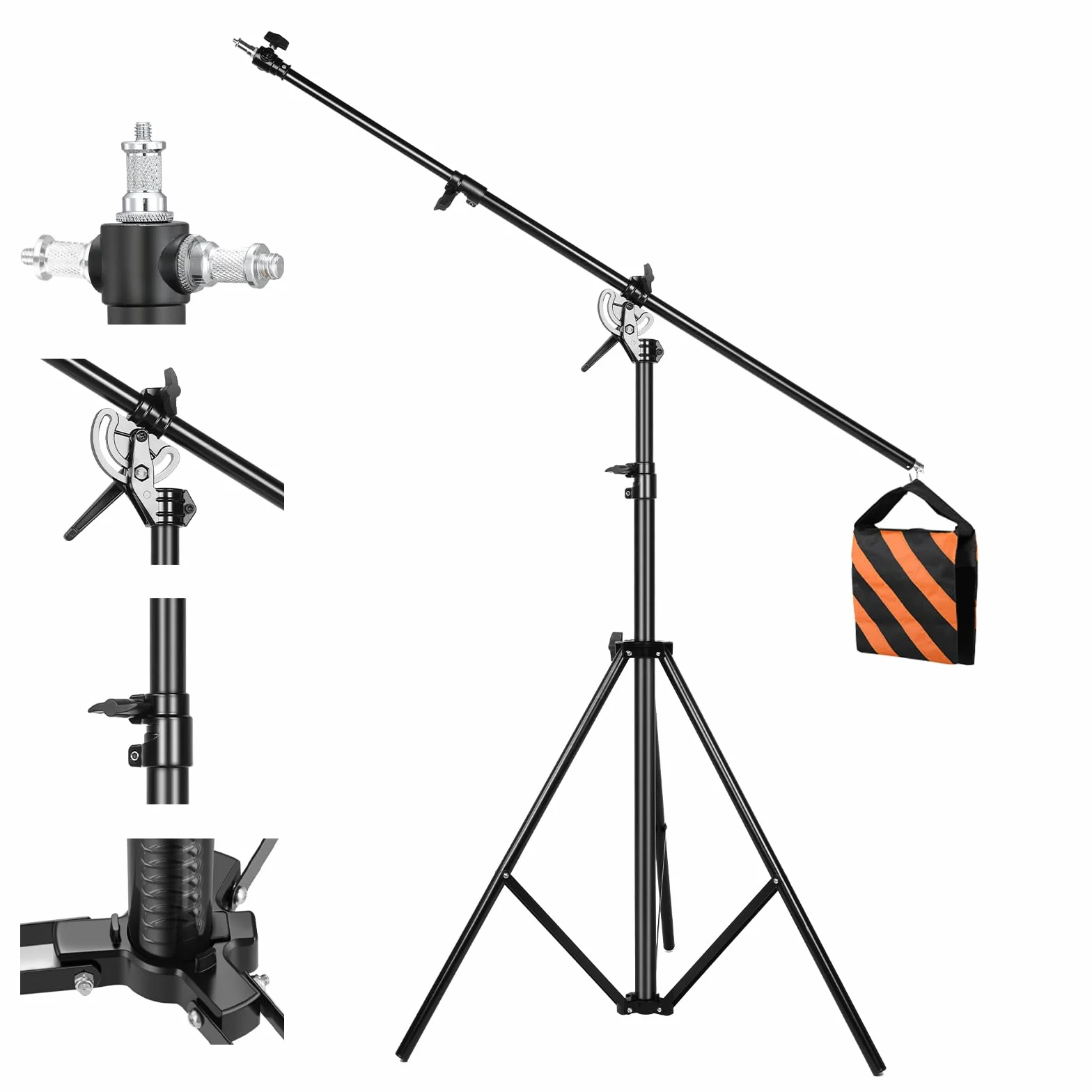 Soonpho 13.2ft/400cm Fotografía Soporte de luz,Soporte de Luz de Aluminio 6.2ft/190cm Boom Brazo y Saco de Arena,aleación de Aluminio Giratorio Soporte de luz para Softbox,reflectores,fotografía