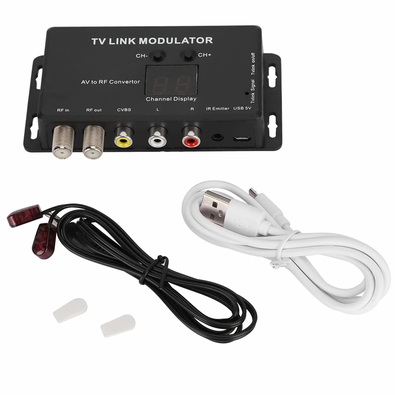 Asixxsix Modulador, modulador RF, conversor AV a RF Convierte señales de definición estándar a coaxial con decodificador y Fuentes AV para Sistema CATV