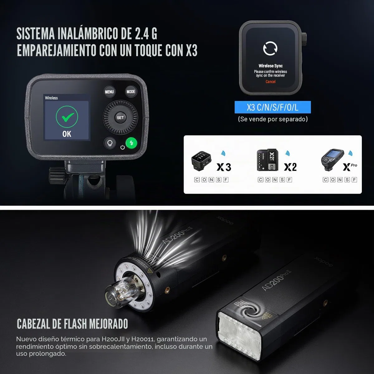 Godox AD200Pro II AD200ProII Flash para Exteriores Flash Flashgun with BD-07II 200Ws 2.4G TTL,500 Flashes con Flashgun de Bolsillo de Gran Potencia para Canon,Sony,Nikon,Fuji,Olympus,Panasonic