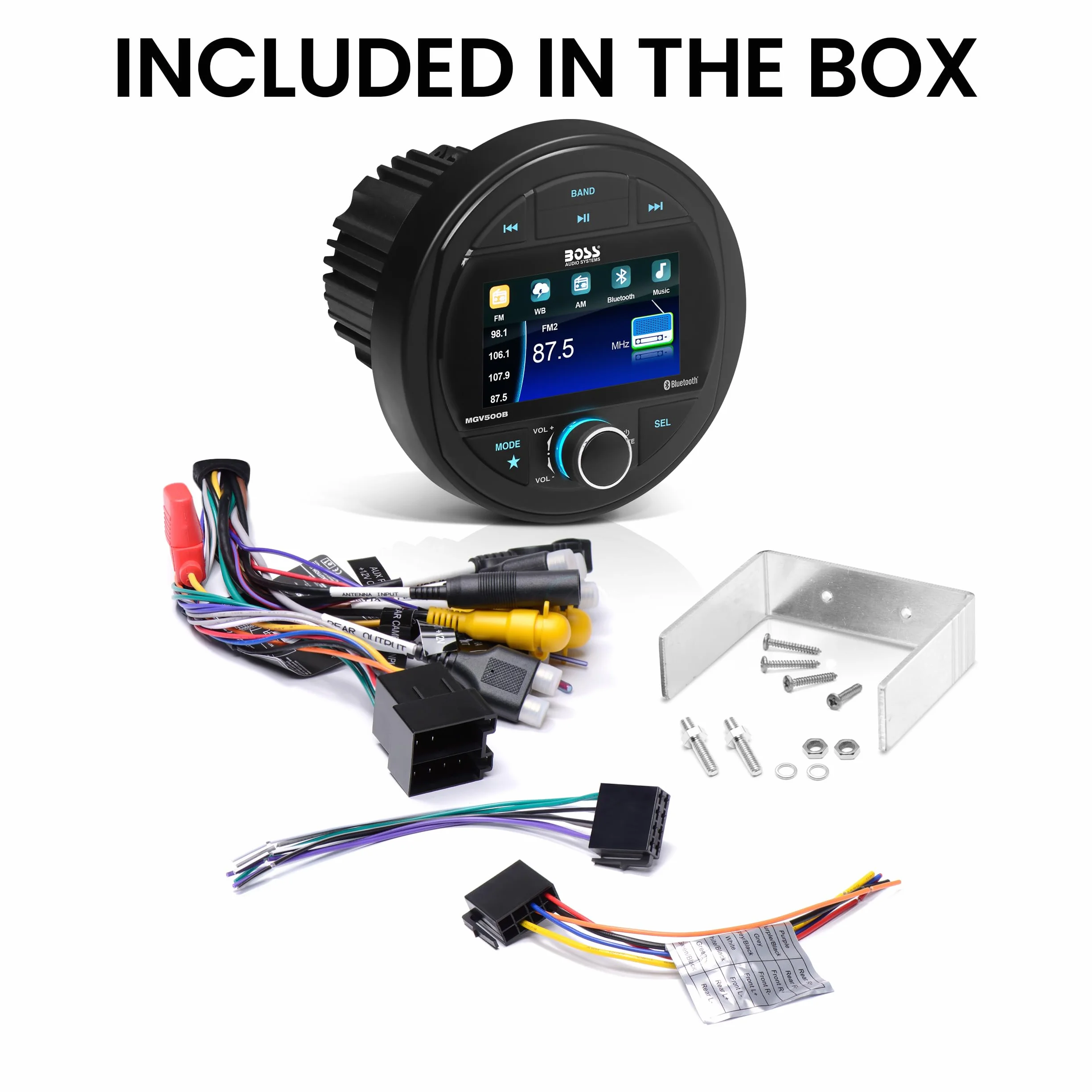 BOSS Audio Systems MGV500B Receptor estéreo marino Bluetooth radio AM/FM pantalla de 3 pulgadas resistente a la intemperie