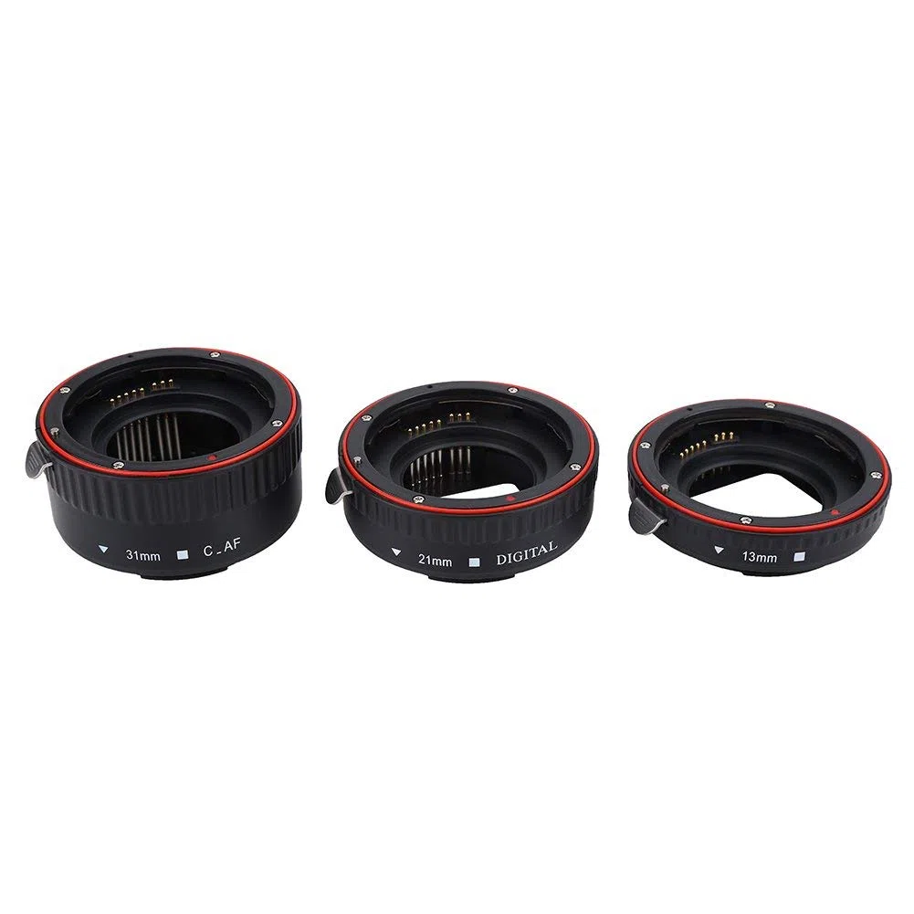 Goshyda Juego de Tubos de extensión Macro con Enfoque automático, para Montaje EF, Tubo de extensión de Metal portátil Cameras len (13 mm y 21 mm y 31 mm)