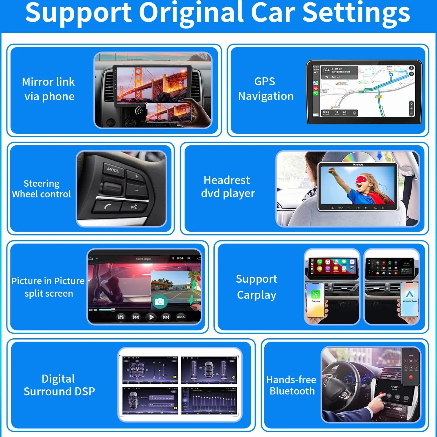 Navi 7 pulgadas pantalla Android Auto Radio con CarPlay & Android Auto, Wi-Fi, Bluetooth, RDS FM/AM, cámara de visión trasera para Mercedes-Benz SL R230 SL 55AMG SL63AMG SL65AMG SL280 SL300 SL350