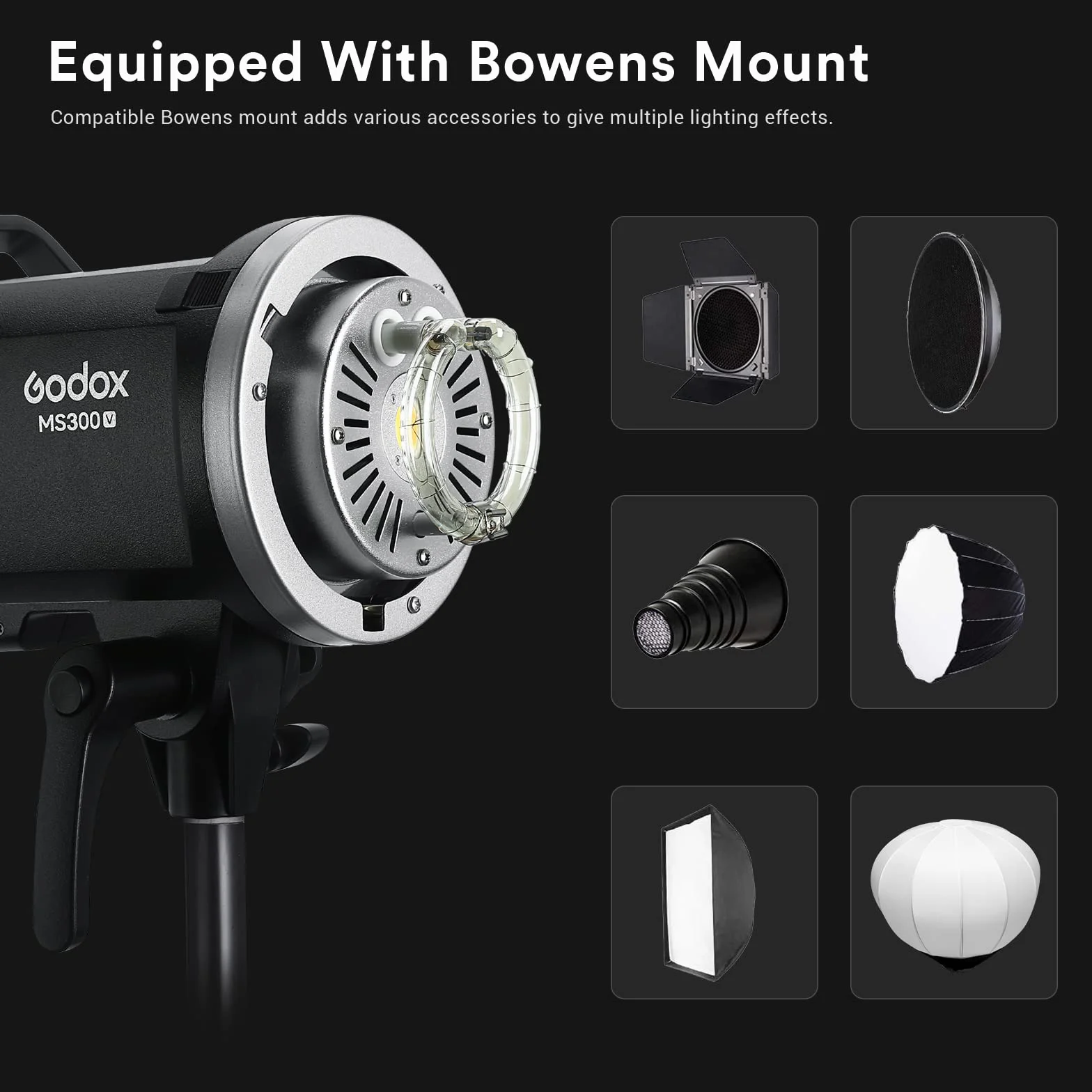 Godox MS300-V Flash de Estudio Compact, 300Ws 2.4G Wireless X System, LED Modelado Lámpara, Bowens Montura Monolight para Estudio Fotografía, Retrato