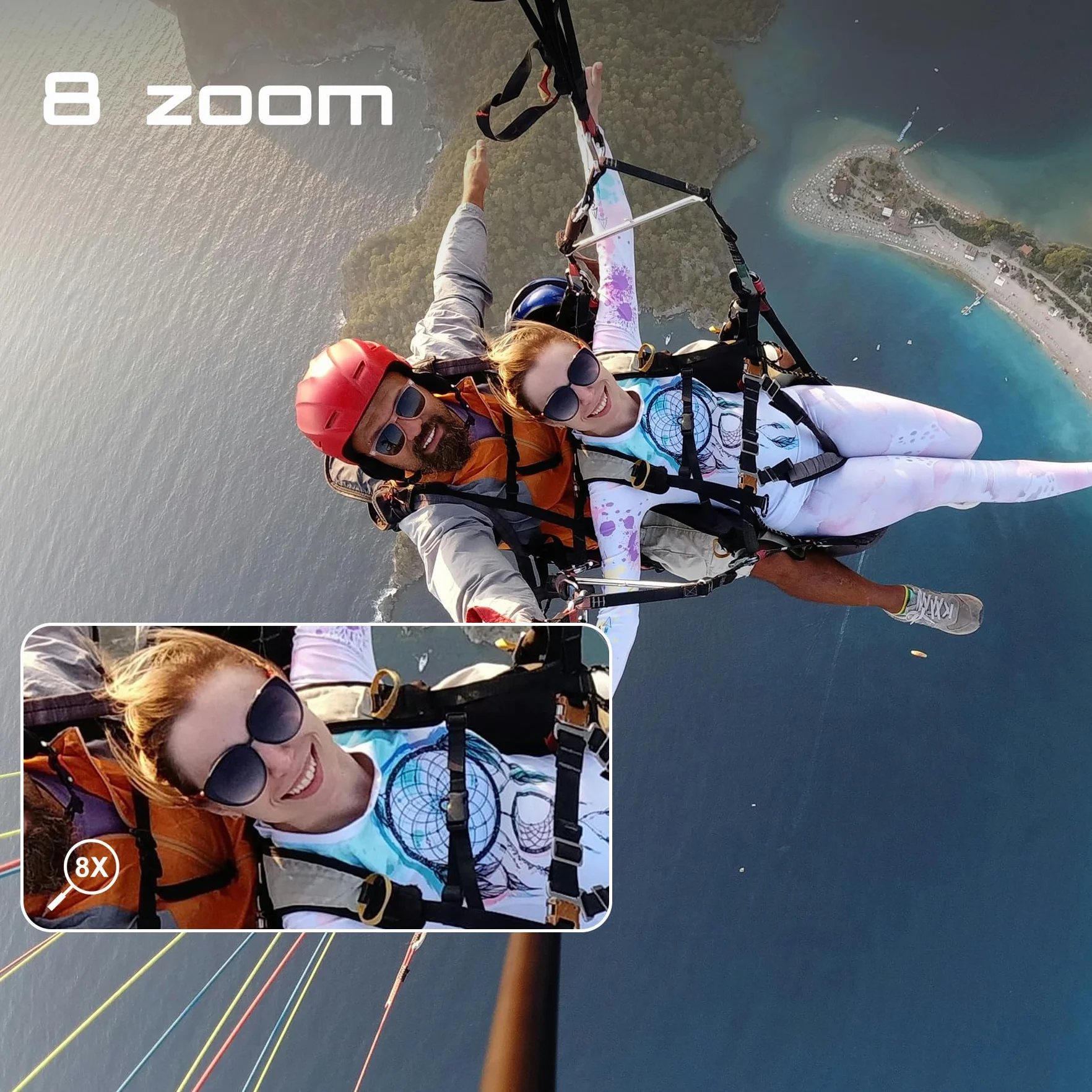 Apexcam M80PRO Cámara Deportiva con Pantalla táctile 4K 48MP Cámara de Acción con 64G Tarjeta Cámara Subacuática Impermeable 40M con 8X Zoom y 2 * 1350 Baterías Kit Accesorios