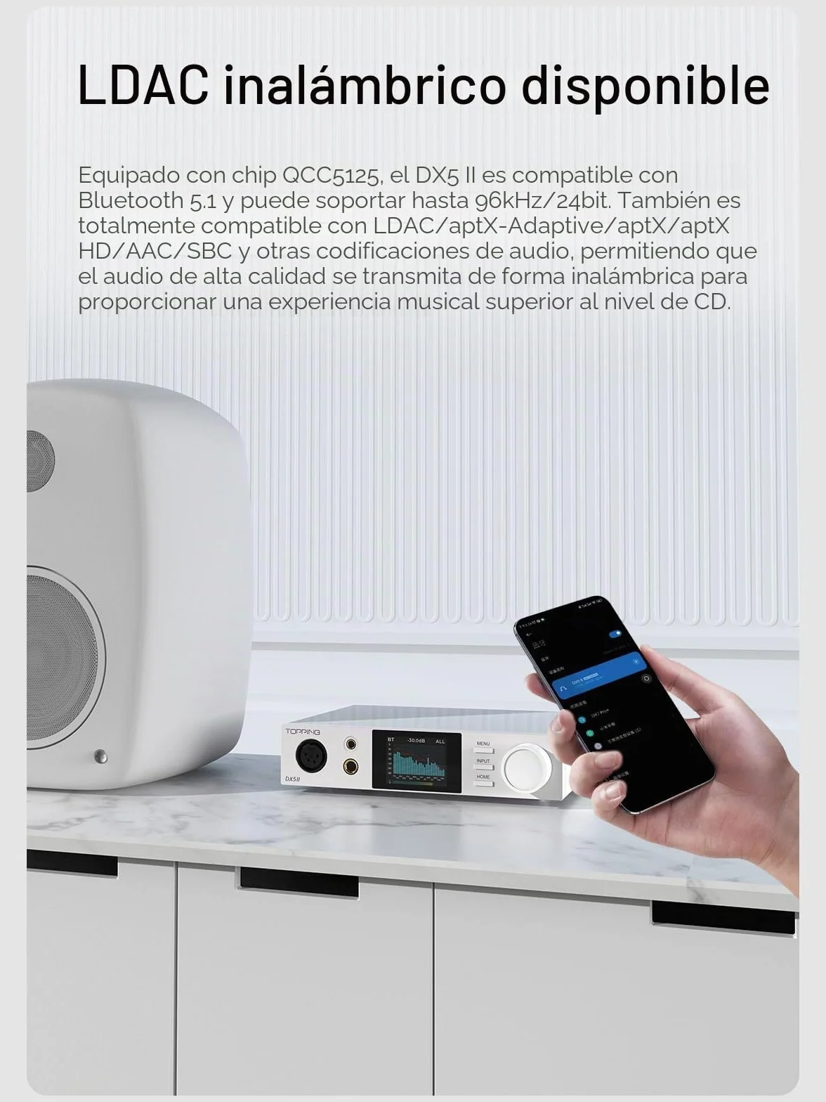 Topping DX5 II - Amplificador DAC y amplificador de auriculares, doble ES9039Q2M DSD512 PCM768 kHz