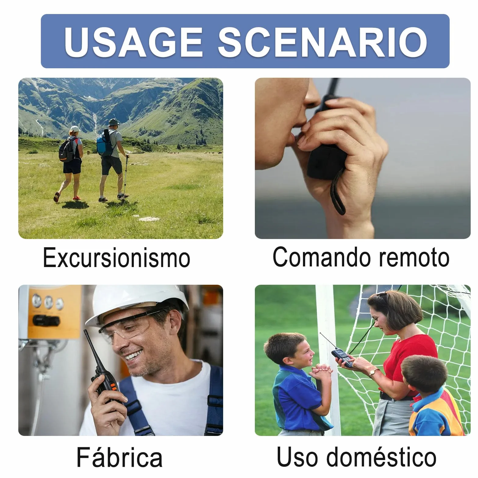 Walkie Talkie PMR446 Licencia Libre Pofung PT88E Radio Comunicador, 16 Canales Walkis Profecionales 1500mAh Walkie Talkie Largo Alcance Radio Portátil,para Adultos Senderismo (Negro, 4 Piezas)