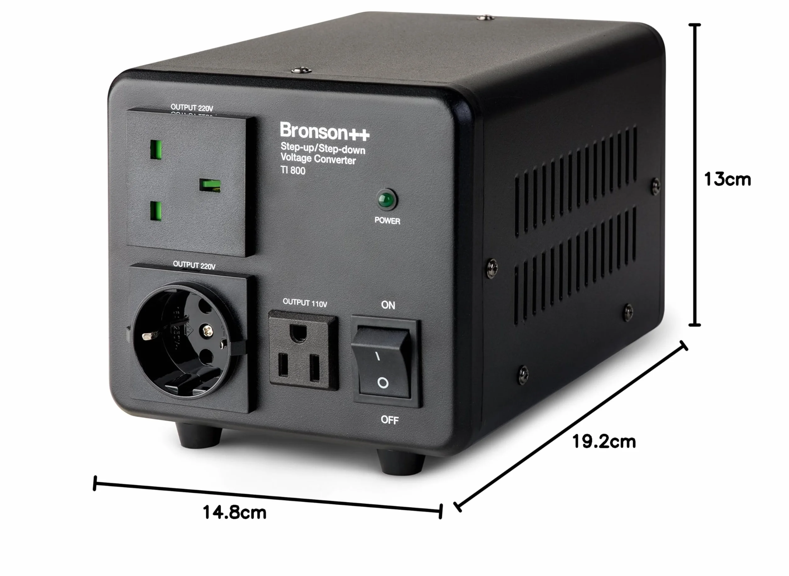 Bronson++ TI 800 - Transformador de 110 voltios convertidor USA Toroidal 800 vatios – Entrada/Salida 220 V/110 V reversible Bronson 800 W