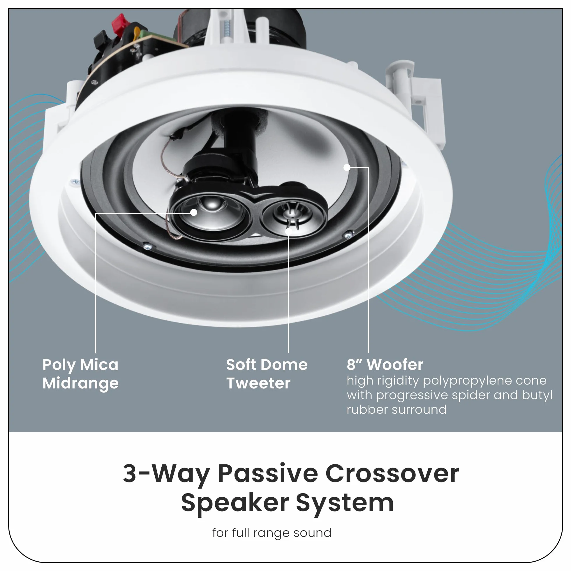 Acoustic Audio CS-IC83 - Altavoz de Techo (8 Pulgadas, 3 Pares, 2100 W)