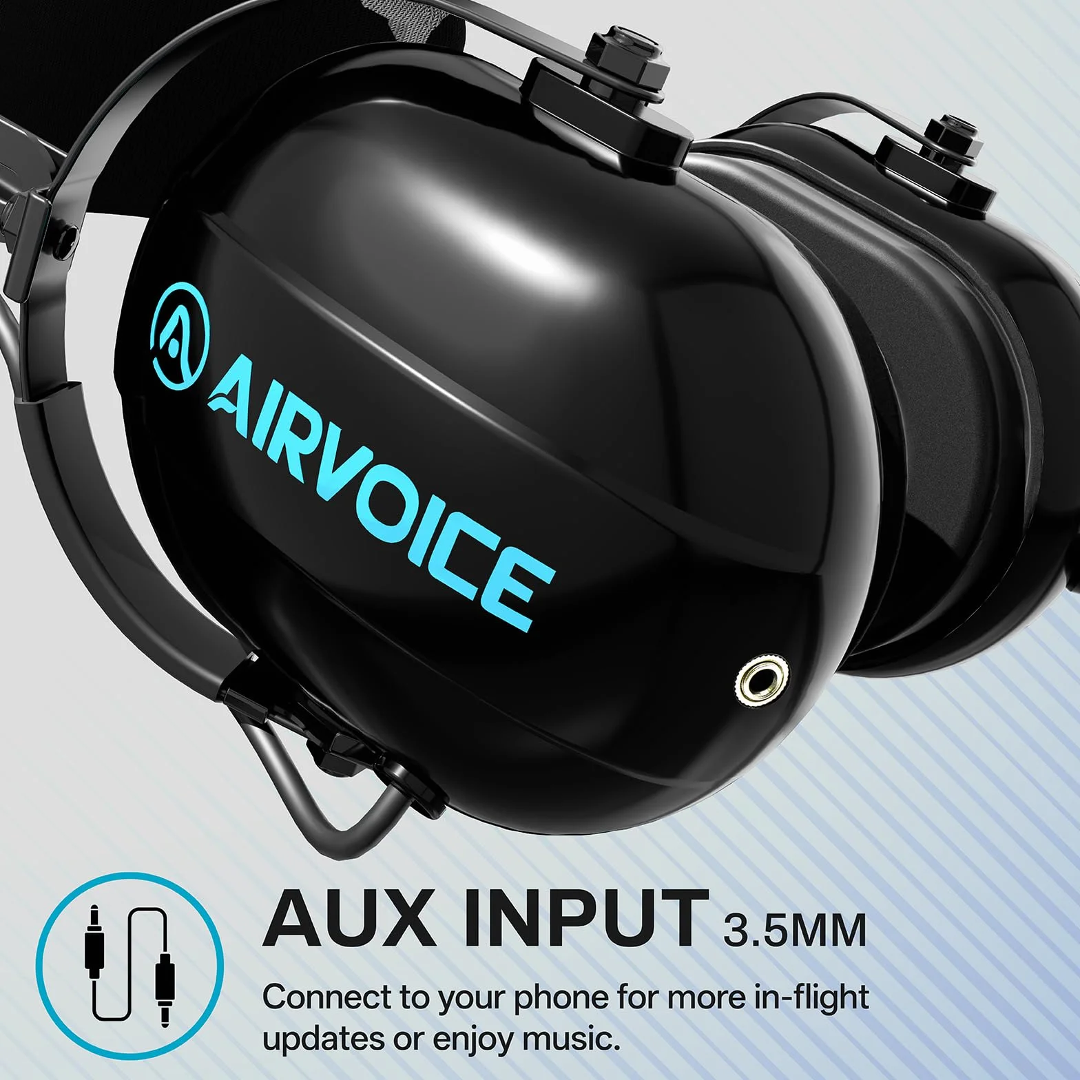 AIRVOICE Auriculares de Aviación con Reducción de Ruido, Auriculares Pilot con Almohadillas Cómfort y Micrófono Flexible, Incluye Funda de Transporte