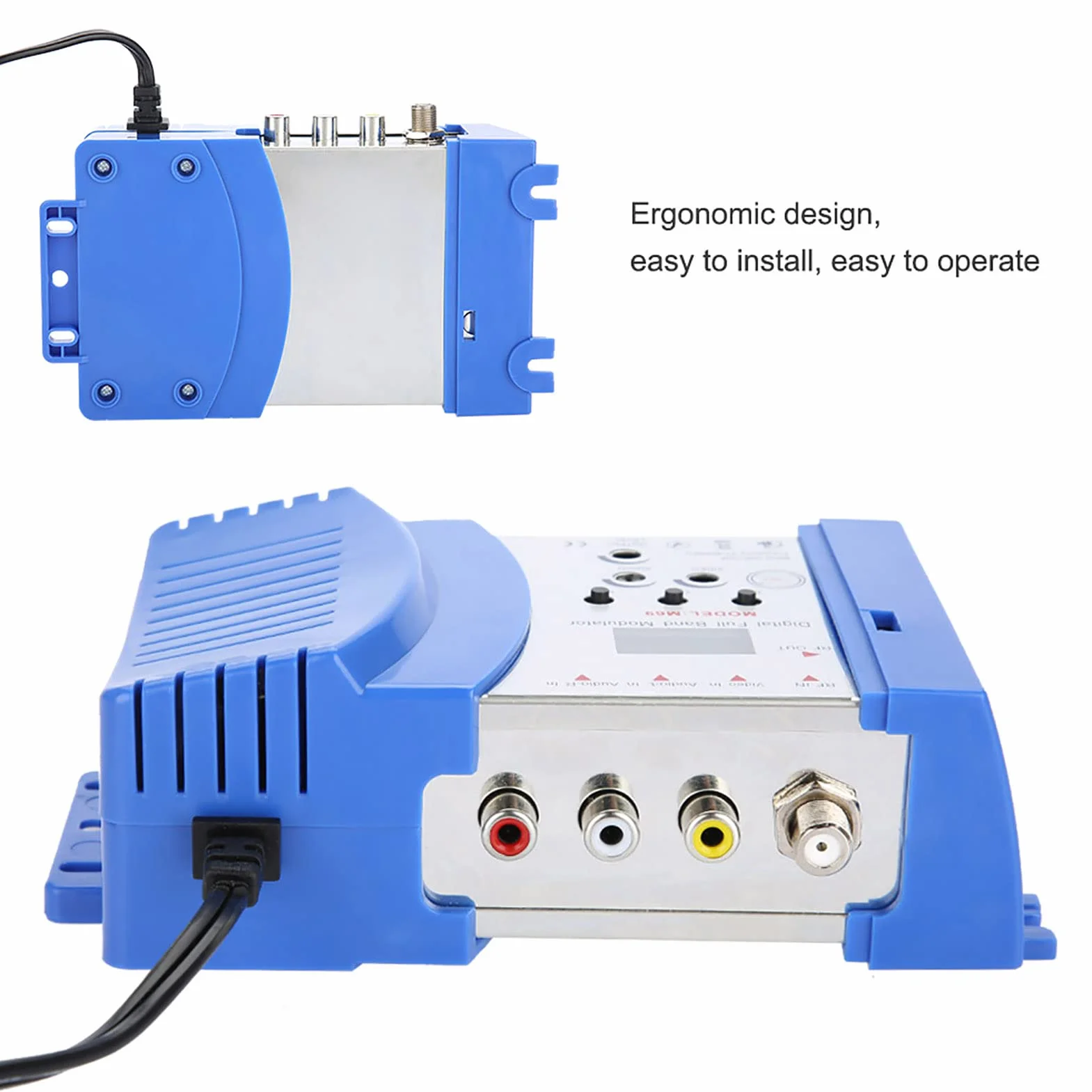 Modulador RF, Modulador M69L para TV Doméstica, Convertidor de Señal AV a RF, Adaptador de Frecuncia Dual VHF y UHF, Conversor con Salidas Ajustables, Compatible con Todos los Sistemas CATV(Plug UE.)