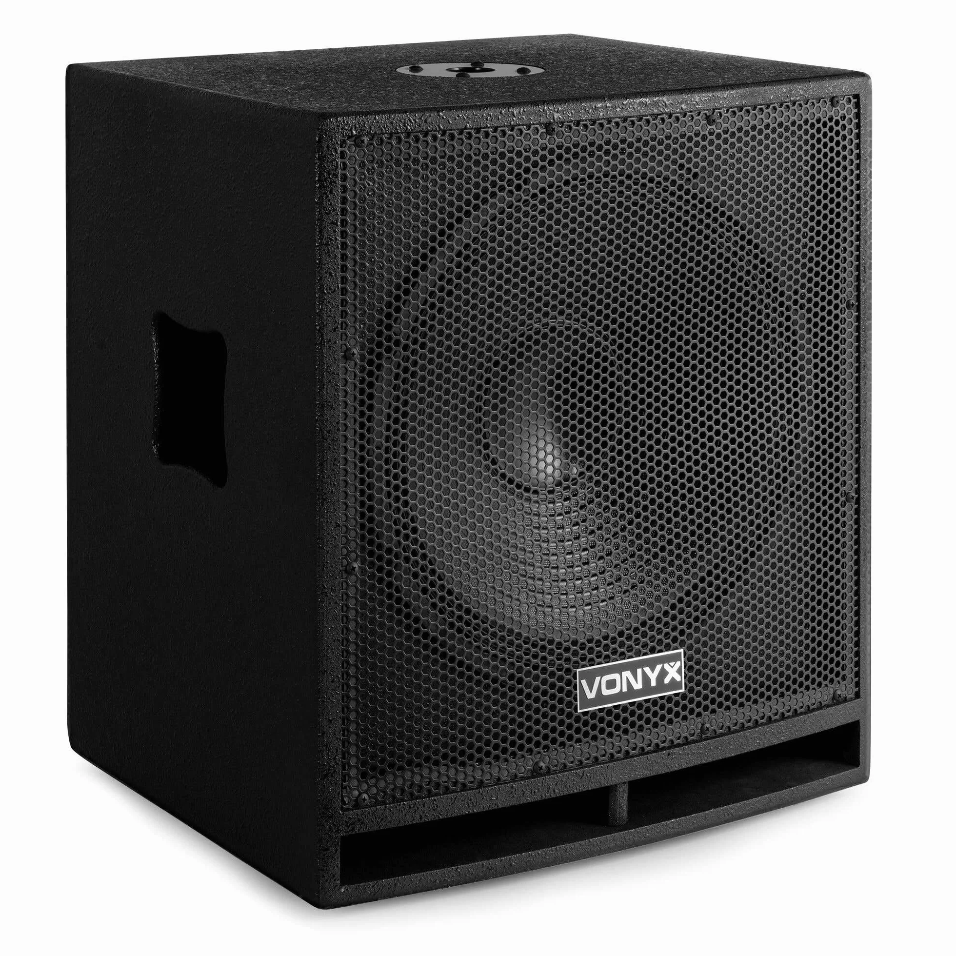 Vonyx SWP15 Pro Subwoofer PA Activo 38cm 15", 800W Potencia máxima, Amplificador Integrado, Bass Reflex, Altavoz Graves Apto Montaje en trípode, Ideal para Disco móvil, DJ, Eventos, conciertos.