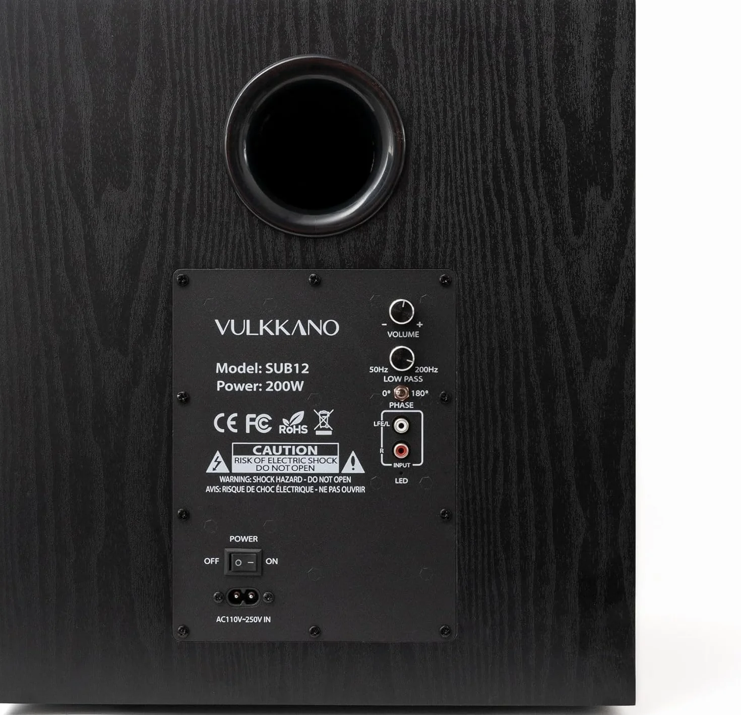 VULKKANO SUB12 Subwoofer Activo de 12 Pulgadas, Frecuencia de 40Hz-200Hz, 200W