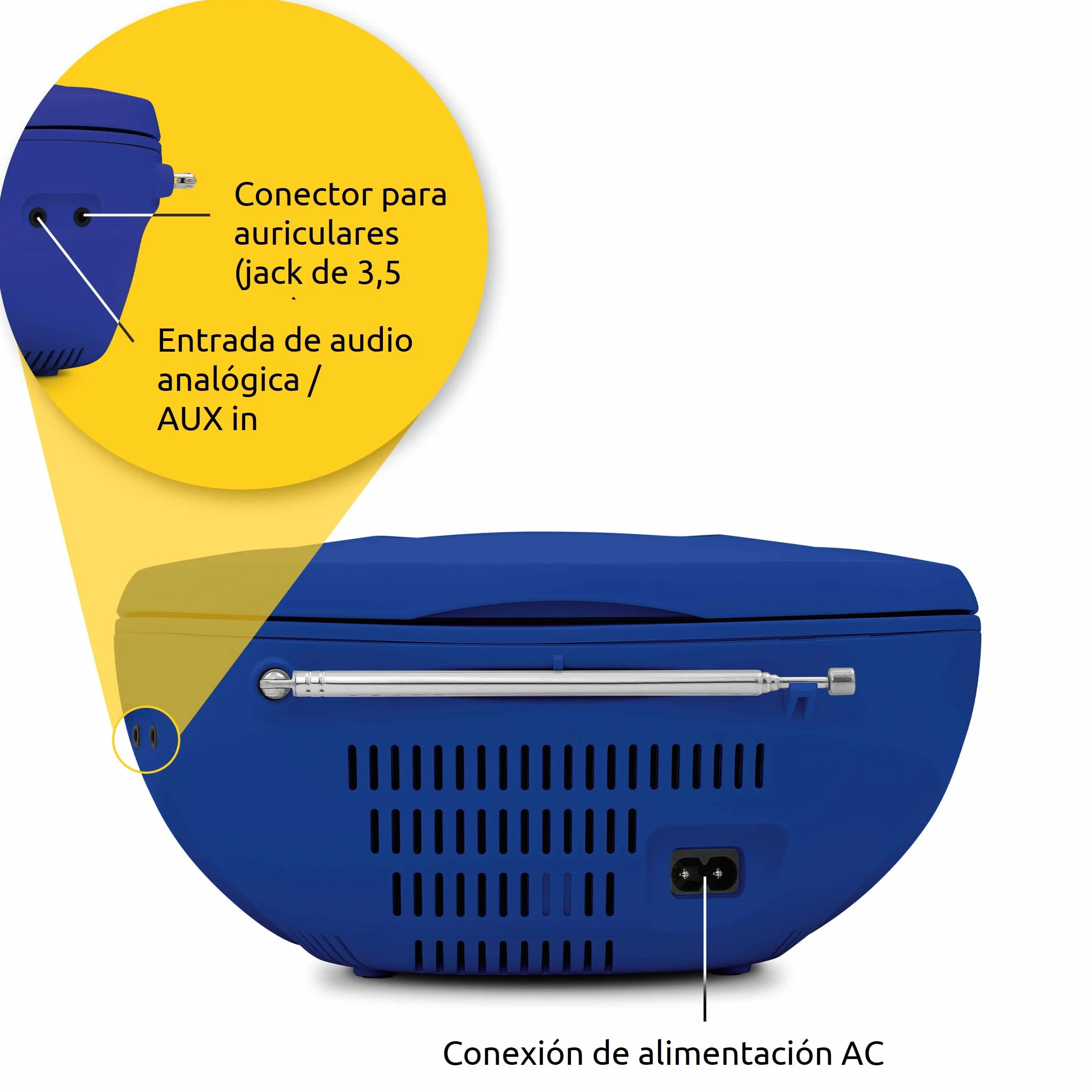 TechniSat VIOLA CD-1 Reproductor de CD estéreo portátil Boombox con Bluetooth y radio FM